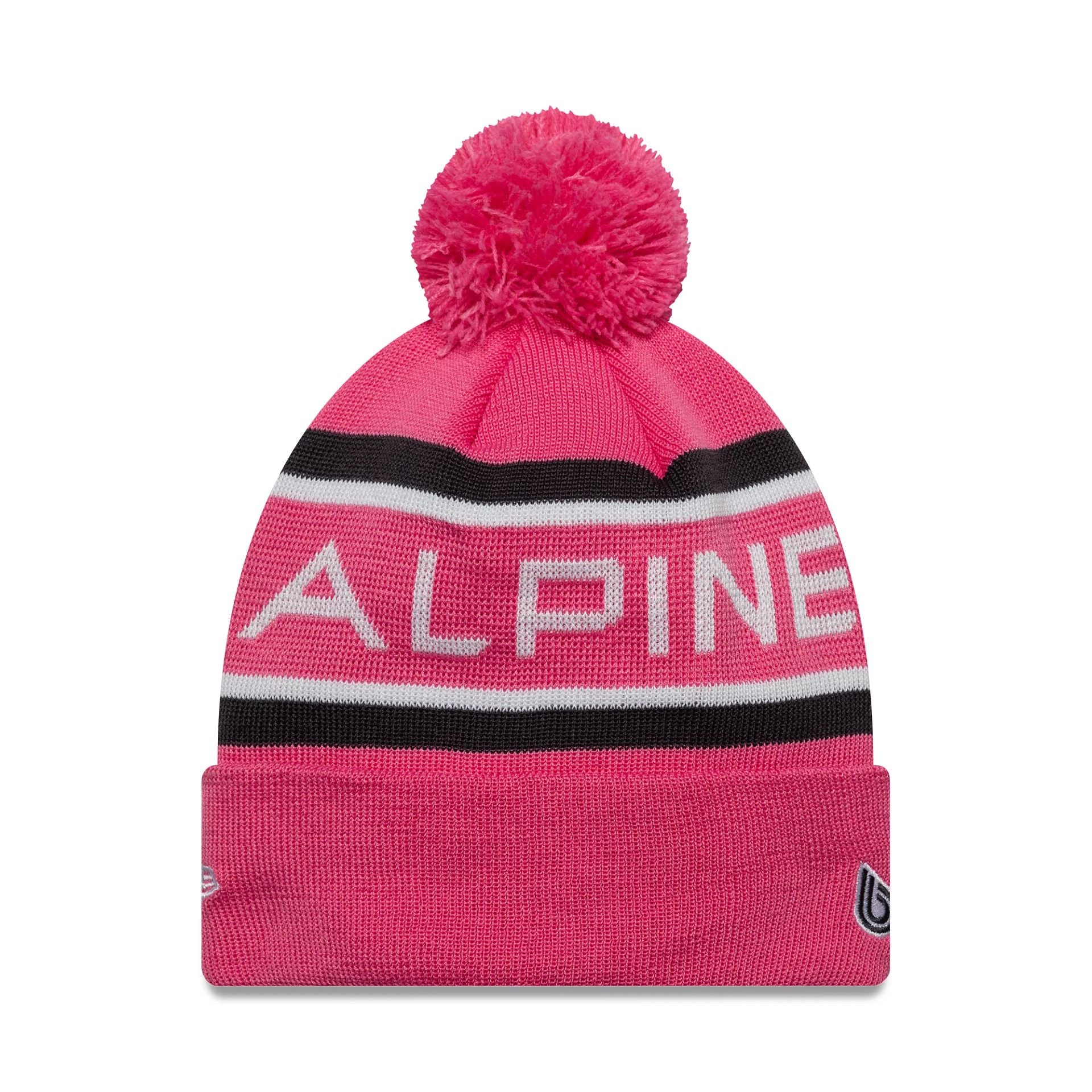 This is a Alpine Racing Youth Replica Team Pink Cuff Knit Beanie Hat 2