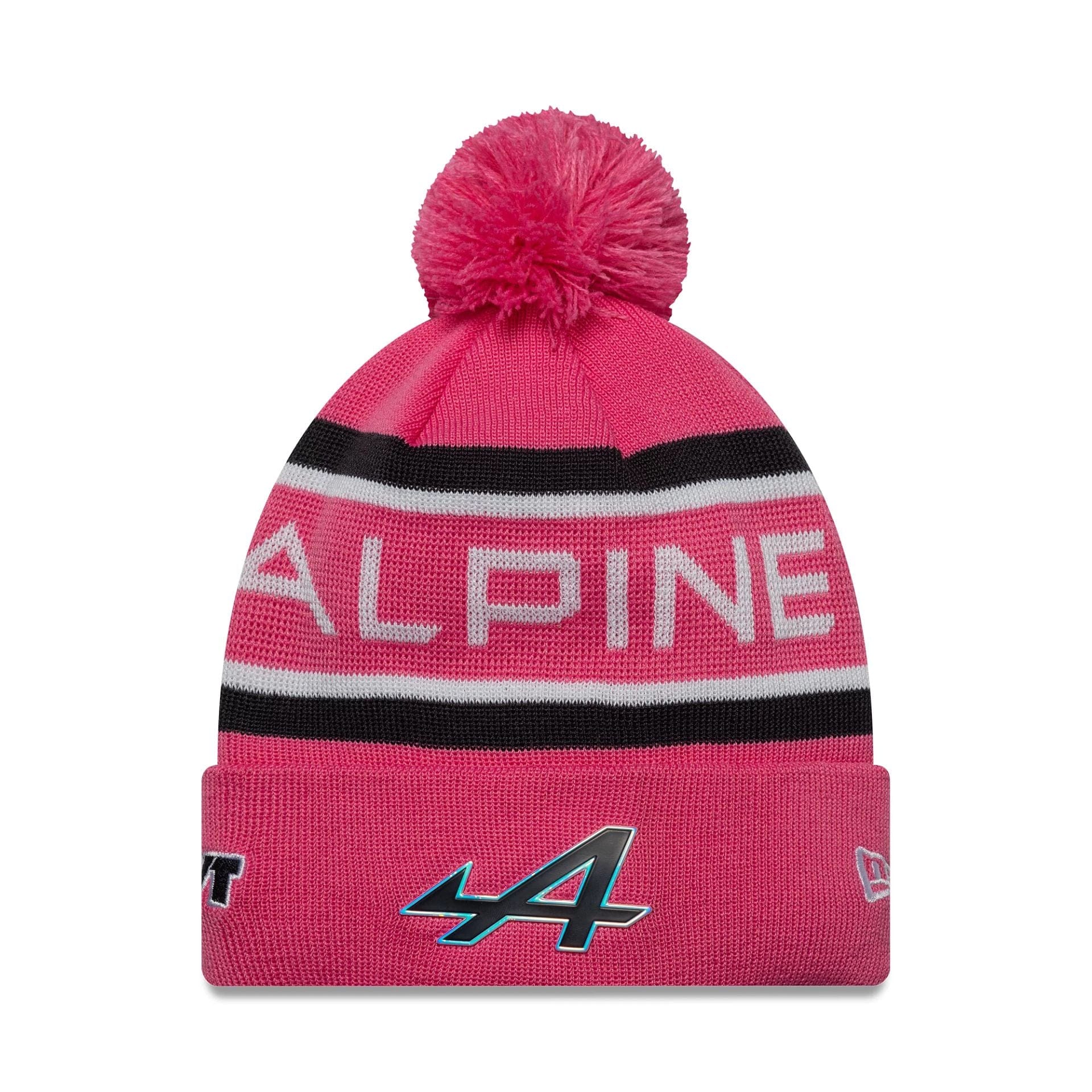 This is a Alpine Racing Youth Replica Jack Doohan Pink Cuff Knit Beanie Hat 1