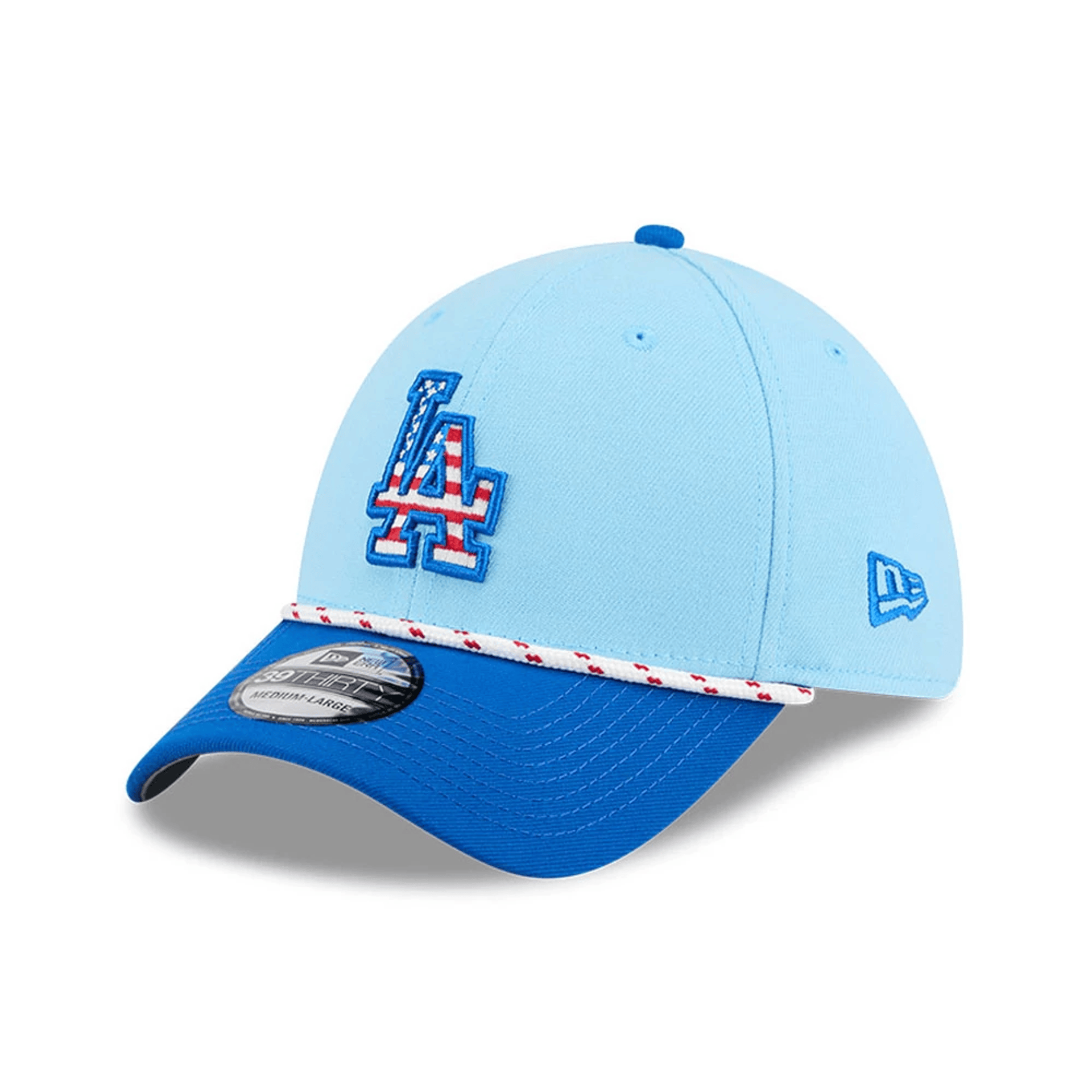 This is a LA Dodgers MLB 4th Of July Blue 39THIRTY Stretch Fit Cap 1
