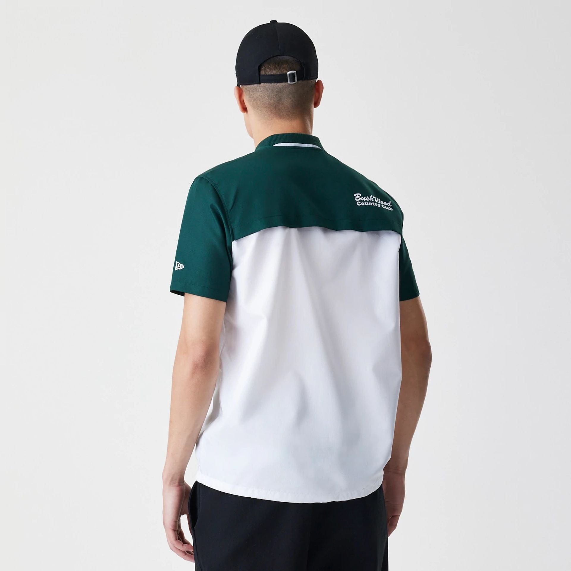 The Male model is wearing Caddyshack BushWood White 1/4 Zip Polo T-Shirt 2