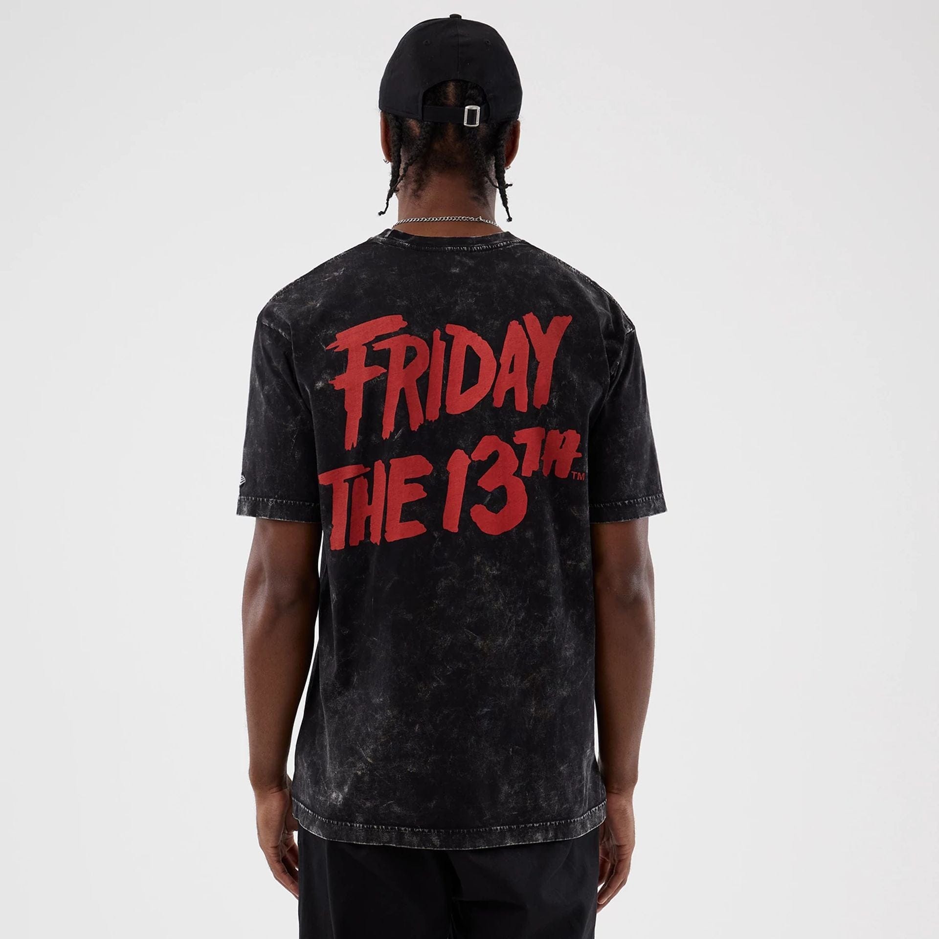 The Male model is wearing Friday The 13Th Life Graphic Black T-Shirt 2