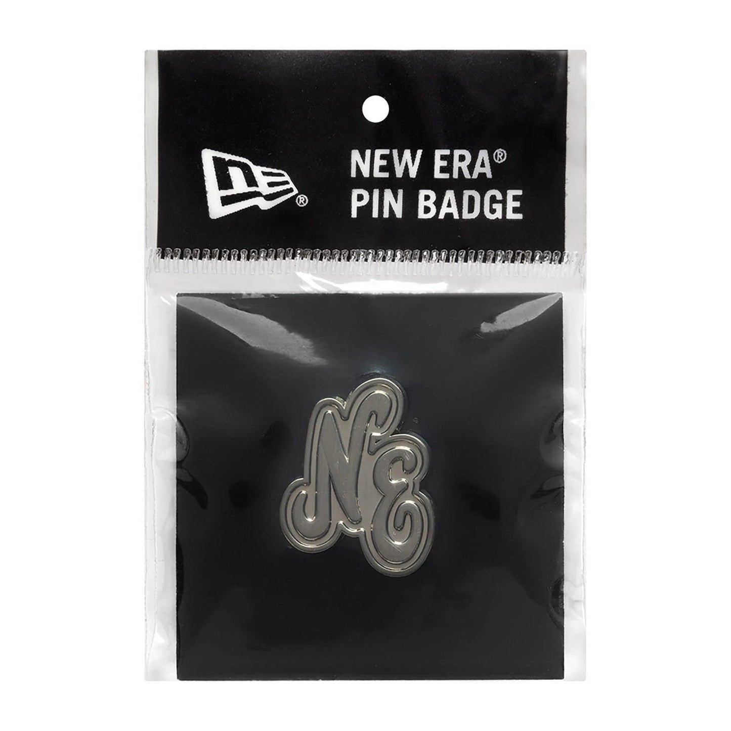 This is a New Era Script Heritage Connect Silver Pin Badge 3