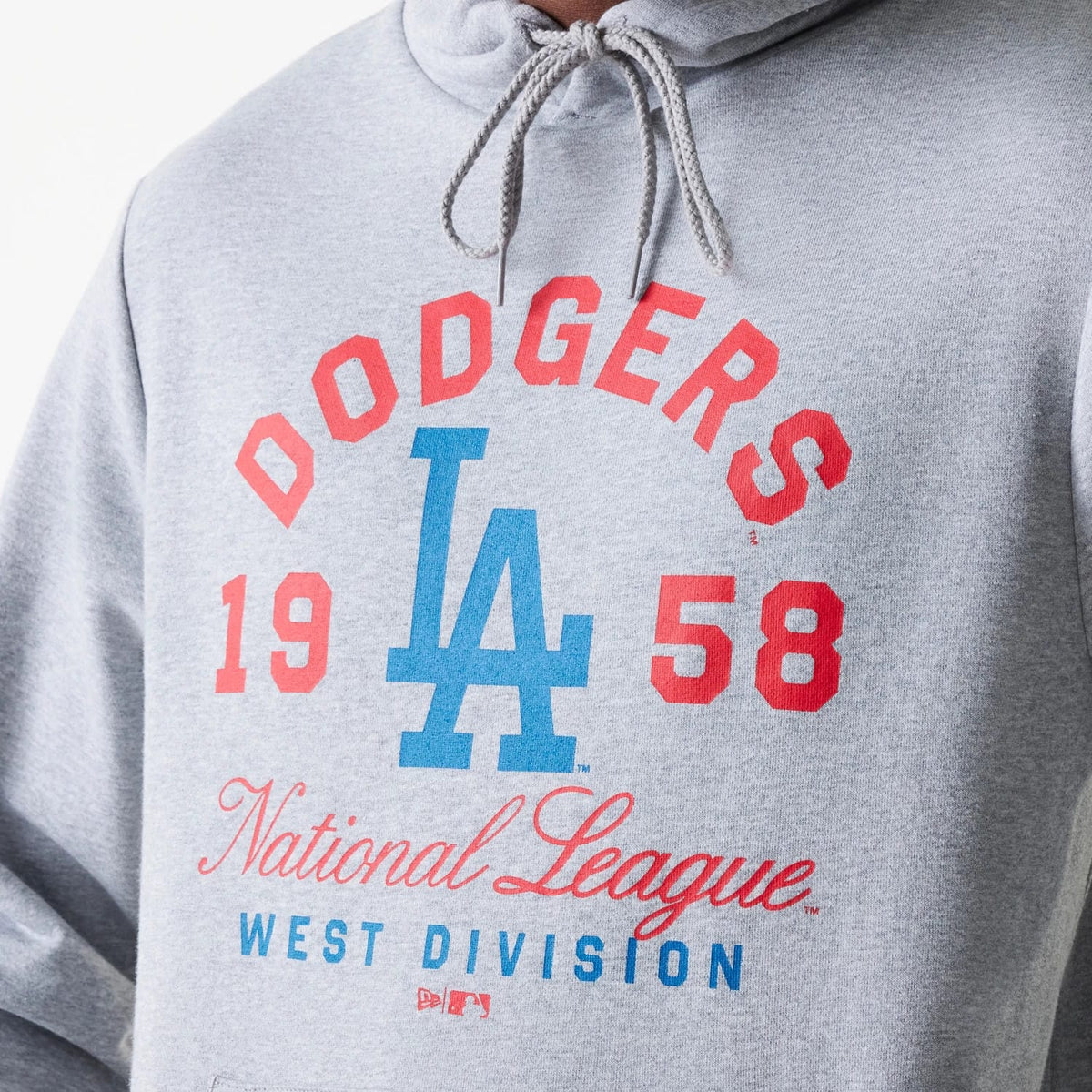 The Male model is wearing LA Dodgers MLB Wordmark Grey Pullover Hoodie 4
