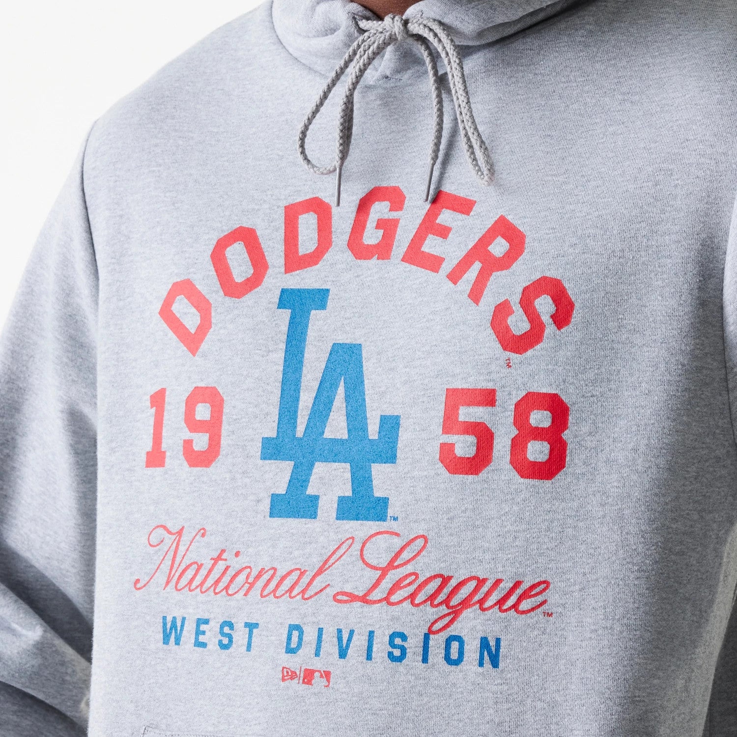 The Male model is wearing LA Dodgers MLB Wordmark Grey Pullover Hoodie 4