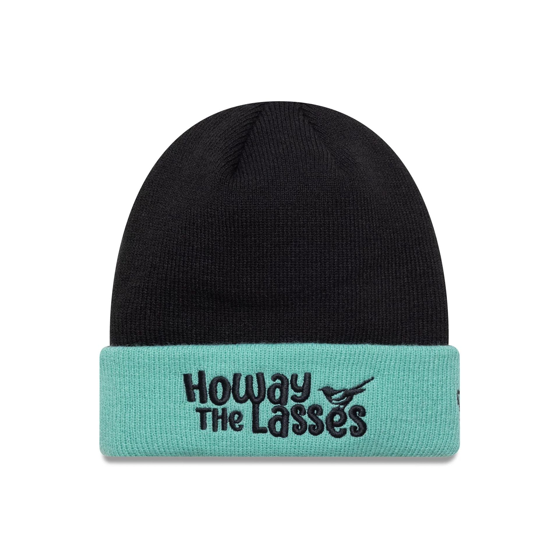 This is a Newcastle United FC Youth Wordmark Black Cuff Knit Beanie Hat 1