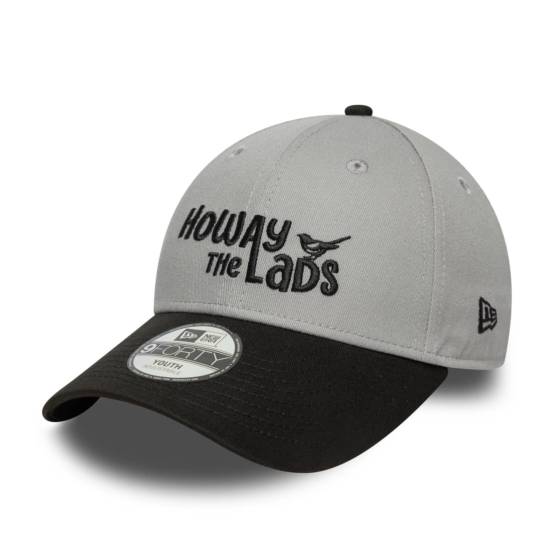 This is a Newcastle United FC Youth Wordmark Grey 9FORTY Adjustable Cap 1
