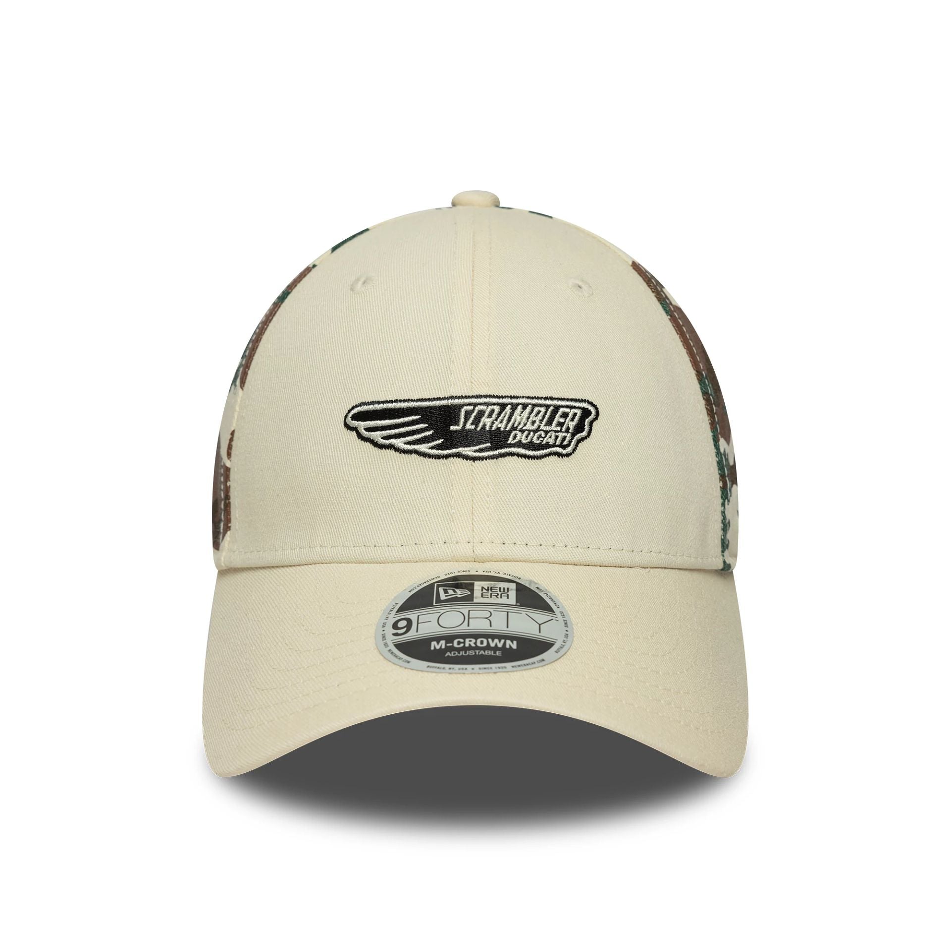 This is a Ducati Motor Logo Scrambler Cream 9FORTY M-Crown Adjustable Cap 2
