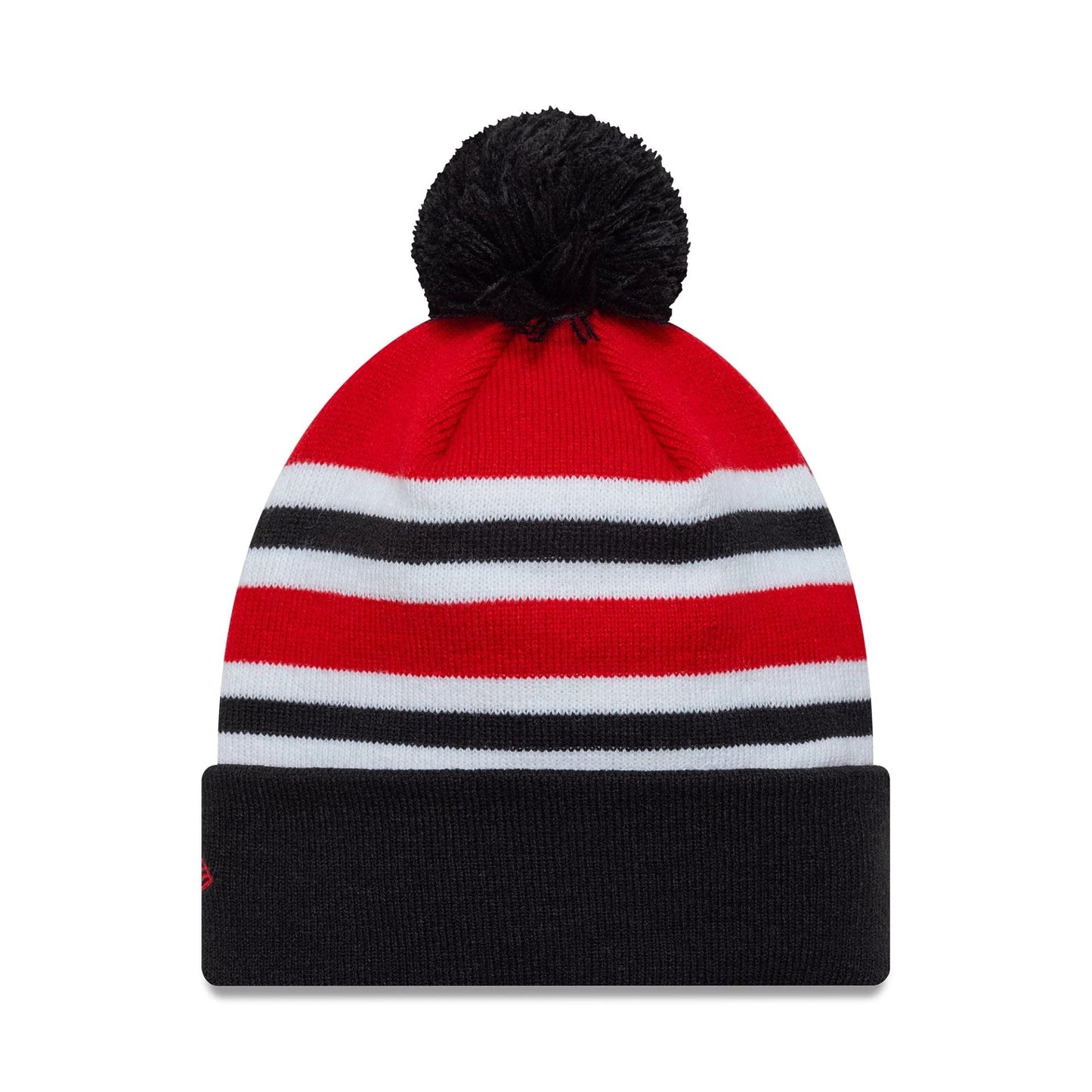 This is a Manchester United FC Youth Bar Stripe Red Cuff Knit Beanie Hat 2