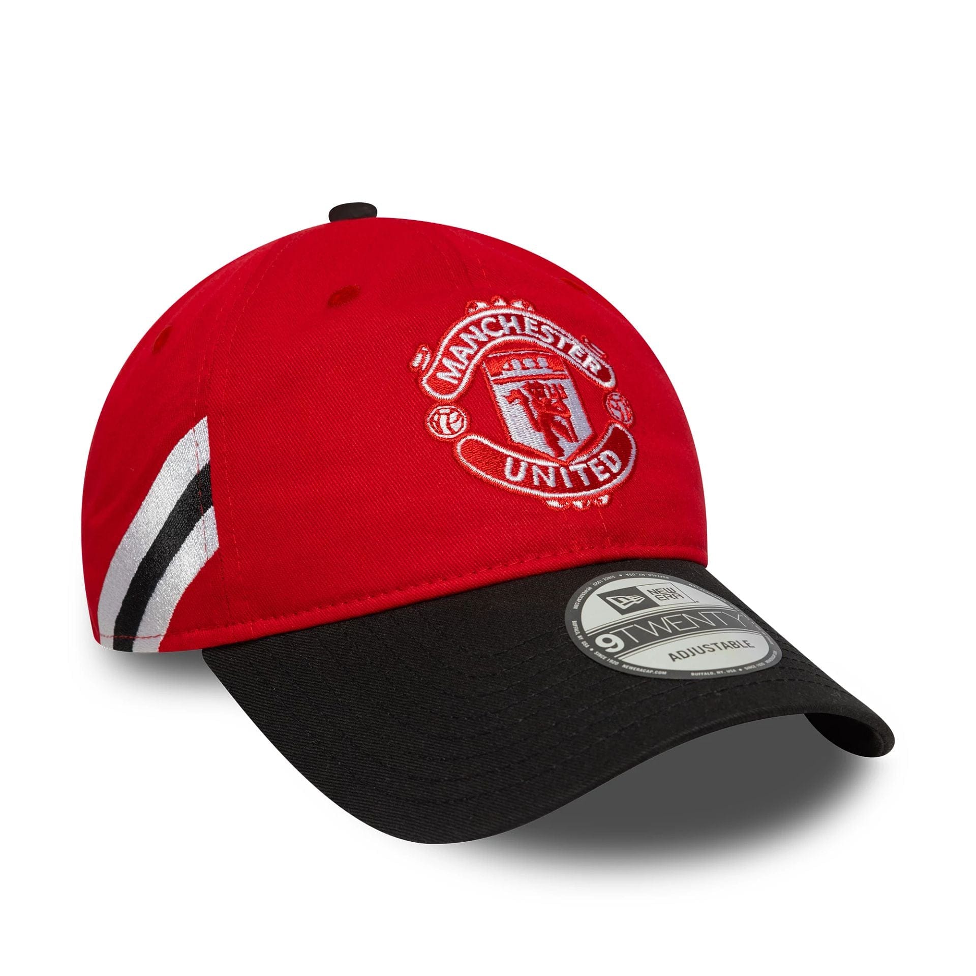 This is a Manchester United FC Bar Stripe Red 9TWENTY Adjustable Cap 1