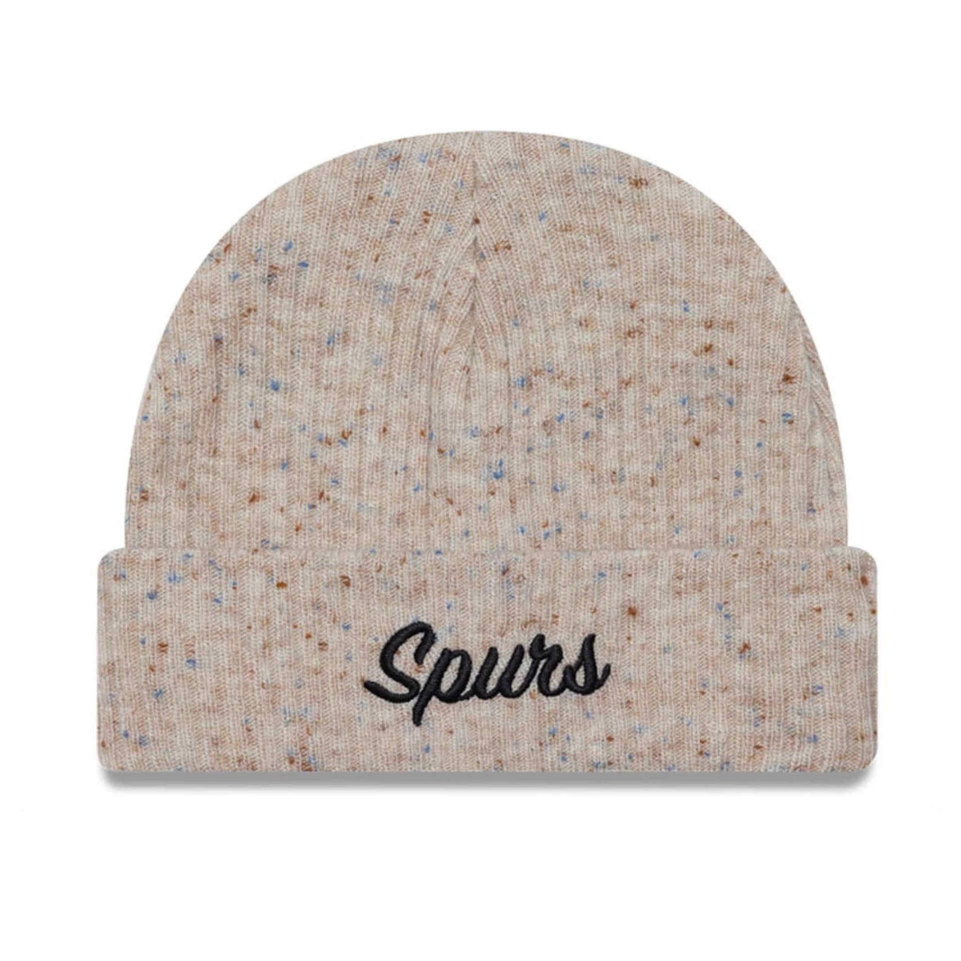 This is a Tottenham Hotspur FC Fleck Cream Cuff Knit Beanie Hat 1