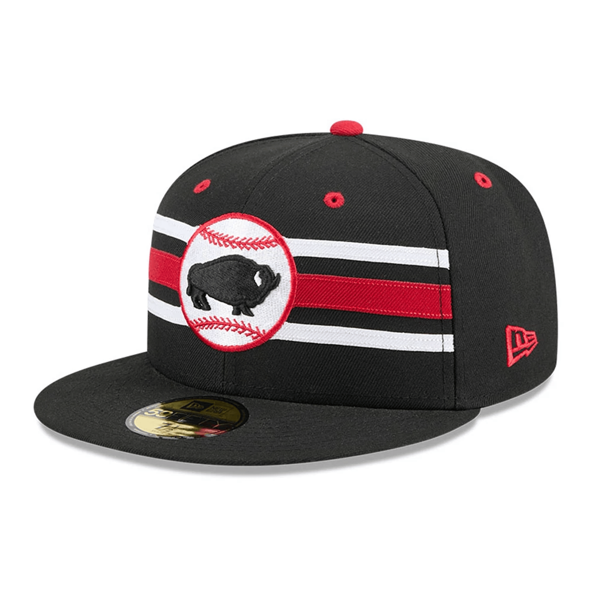 This is a Buffalo Bisons MiLB Theme Night Black 59FIFTY Fitted Cap 1