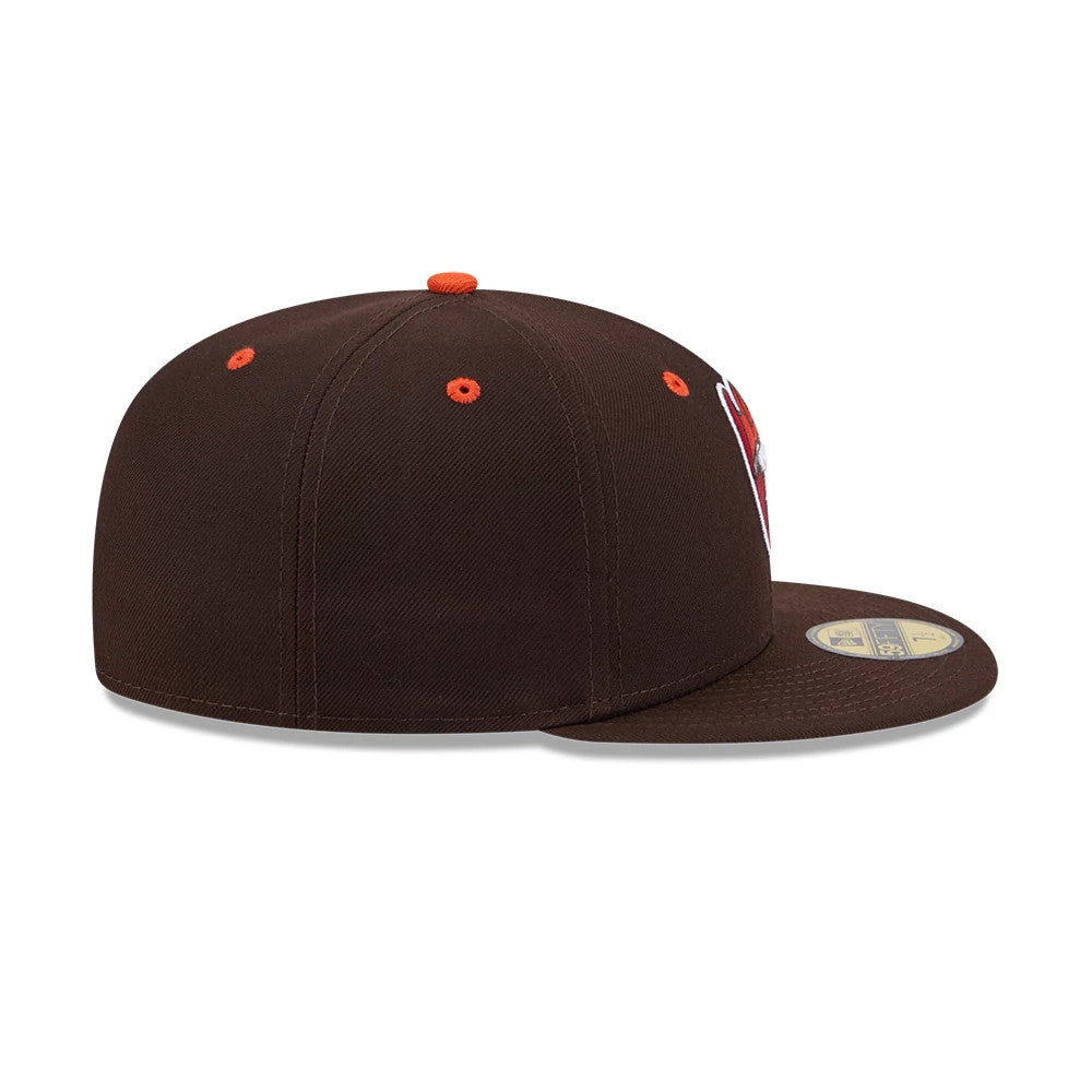 Pictured is this MiLB Theme Night Hartford Yard Goats 59FIFTY Fitted cap in dark brown. 7