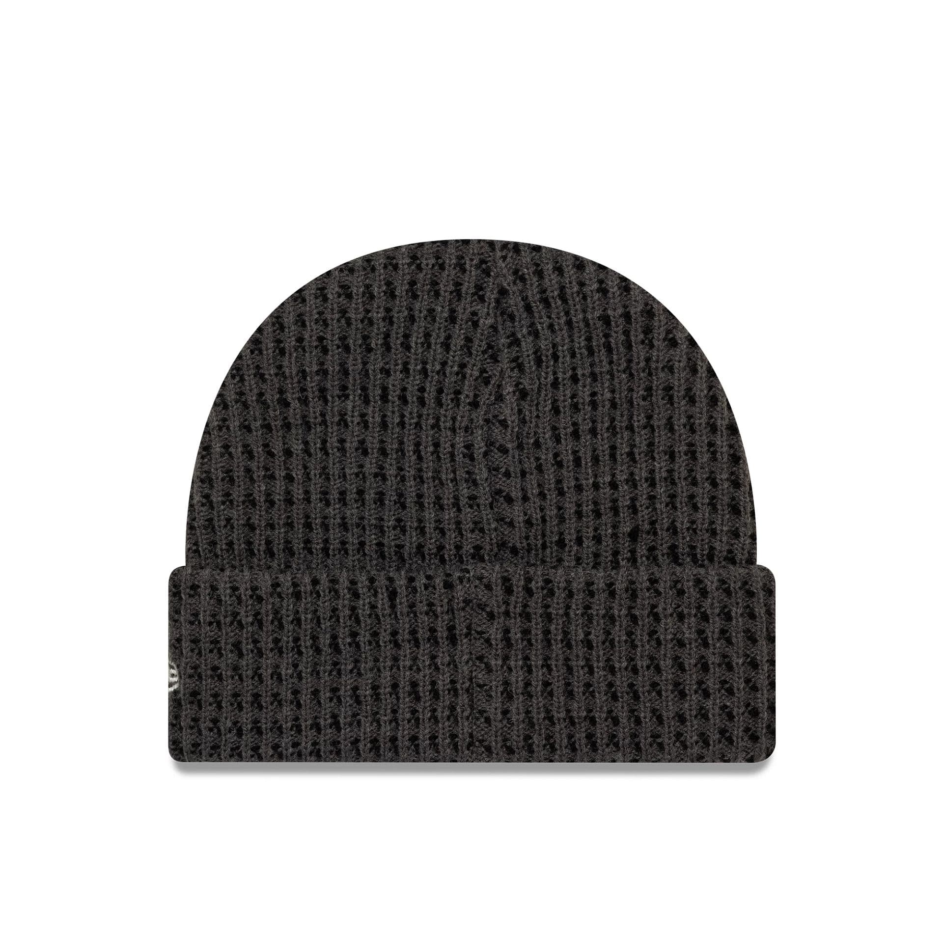 This is a New Era Short Waffle Grey Skull Knit Beanie Hat 2