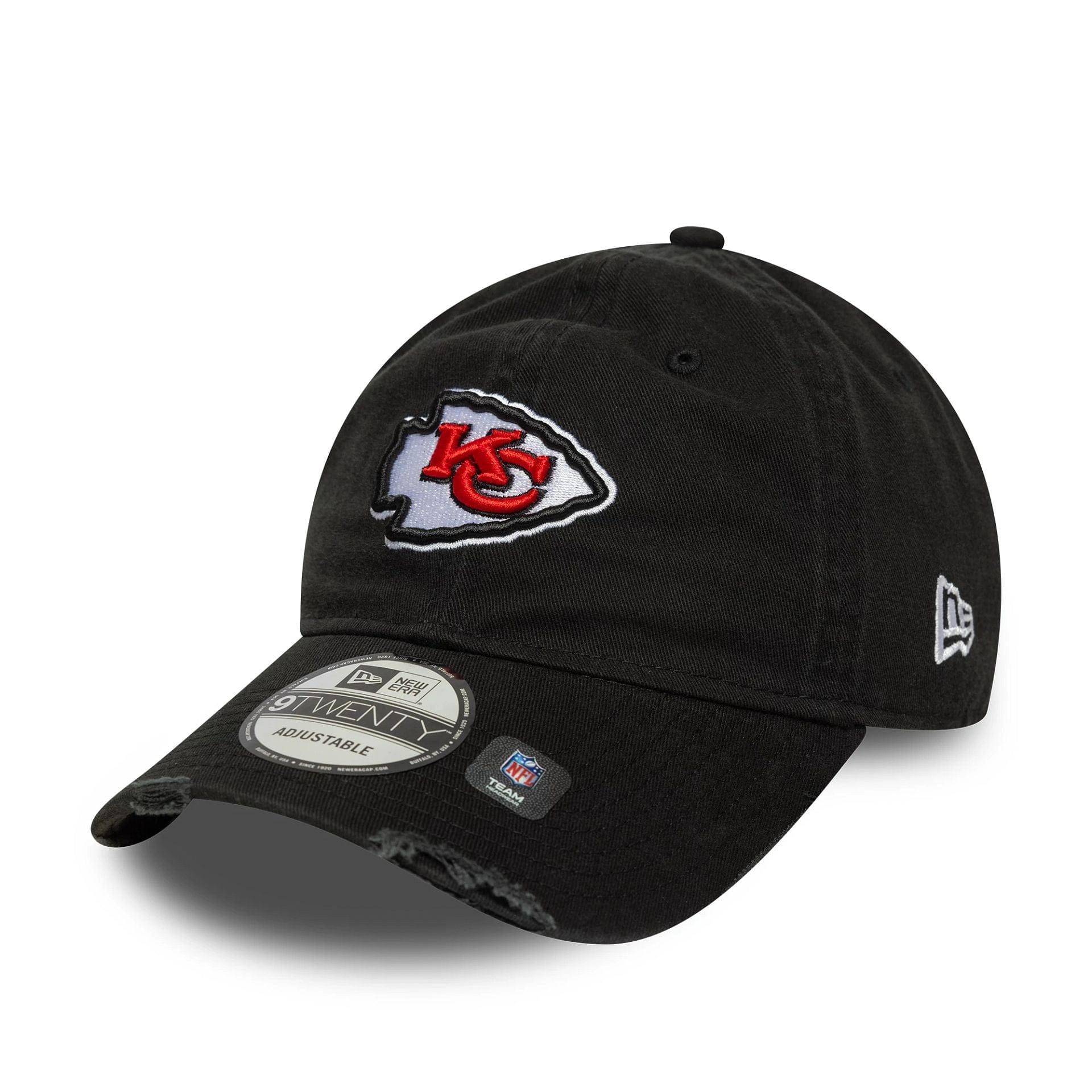 This is a Kansas City Chiefs NFL Wash Black 9TWENTY Adjustable Cap 1