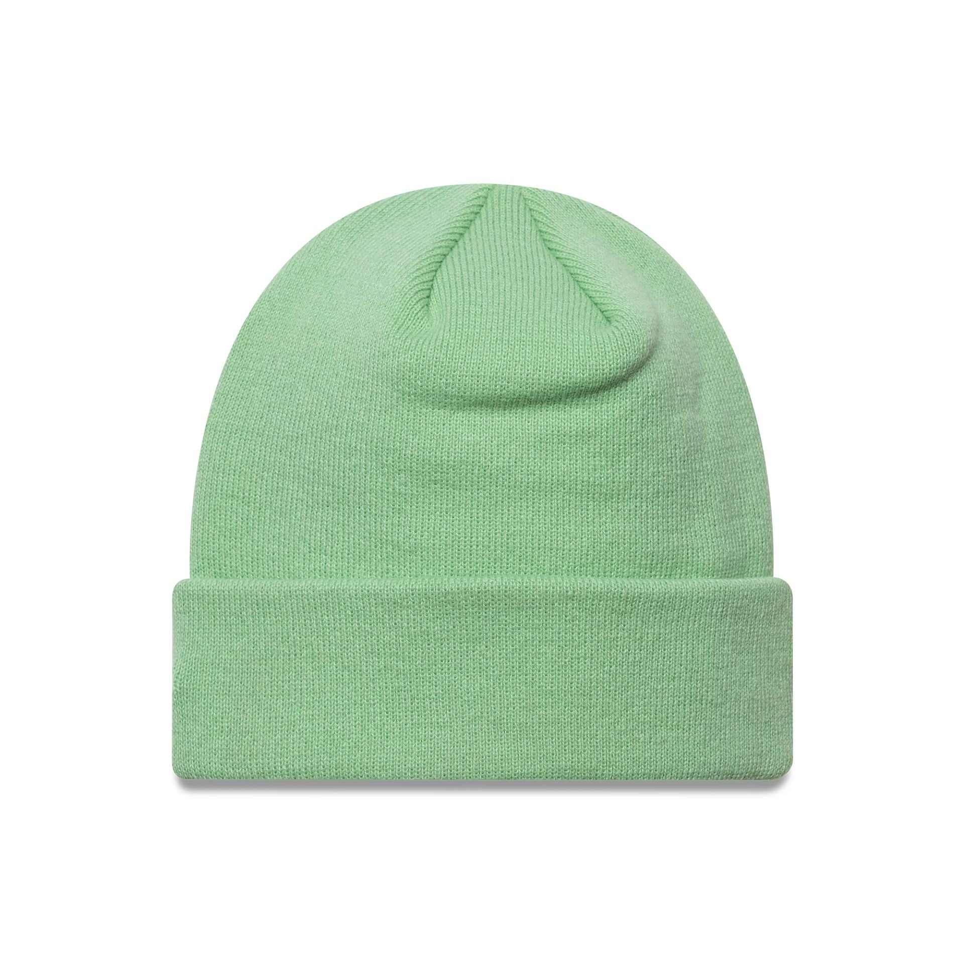 This is a New York Yankees MLB League Essential Pastel Green Cuff Knit Beanie Hat 2