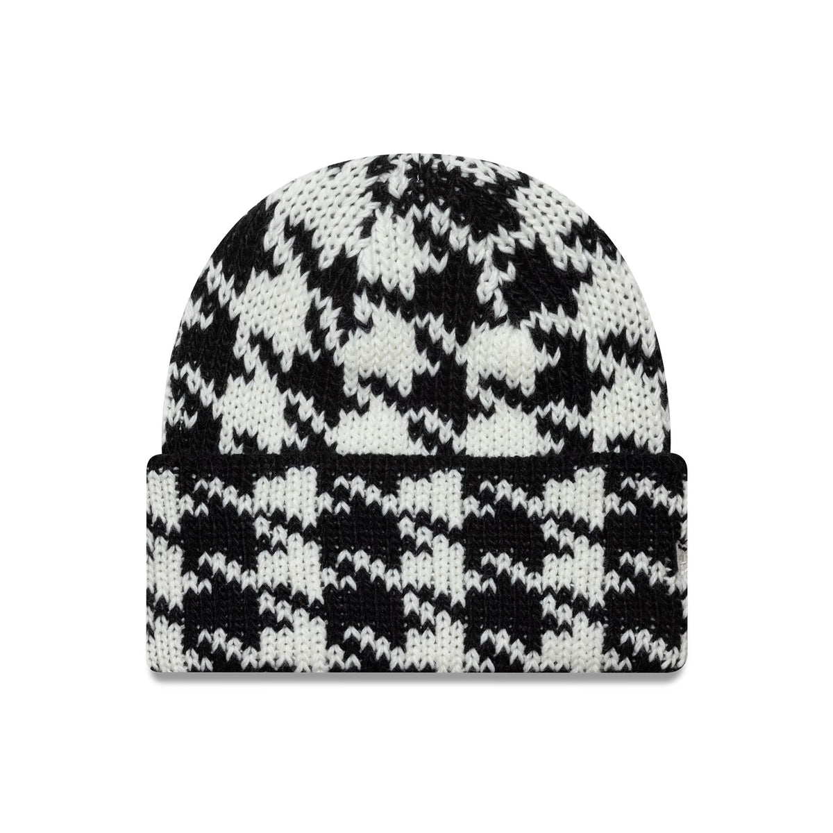 This is a New Era Houndstooth Black Cuff Knit Beanie Hat 1