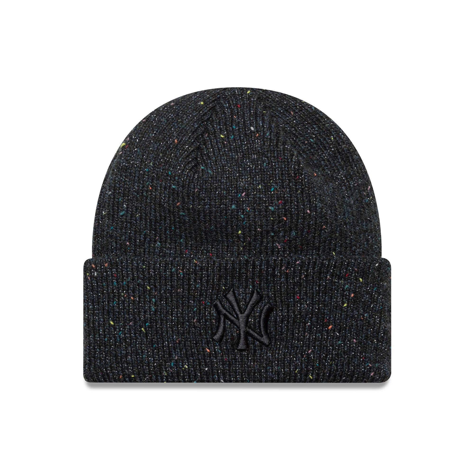 This is a New York Yankees Womens MLB Glitter Black Cuff Knit Beanie Hat 1