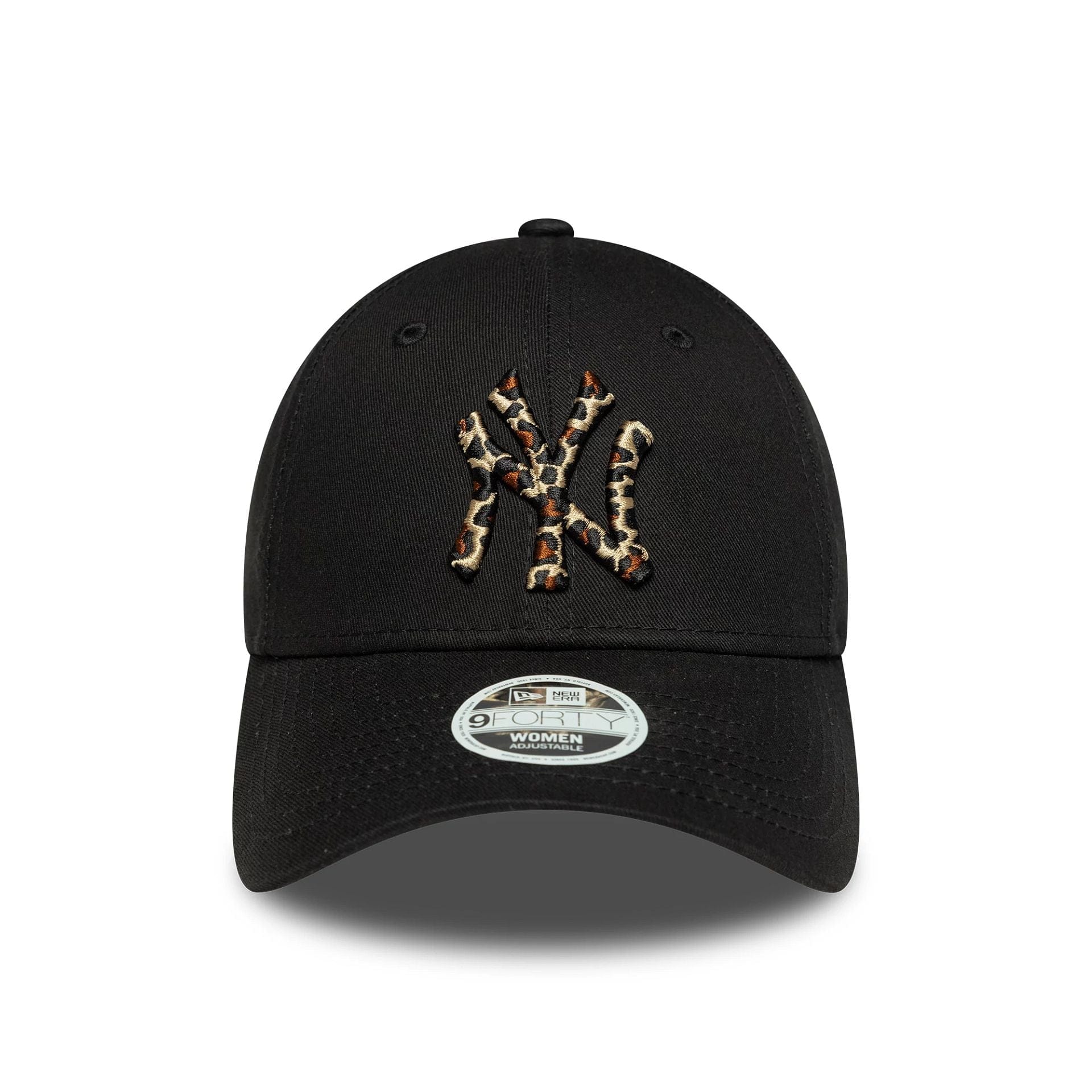 This is a New York Yankees Womens MLB Leopard Infill Black 9FORTY Adjustable Cap 2