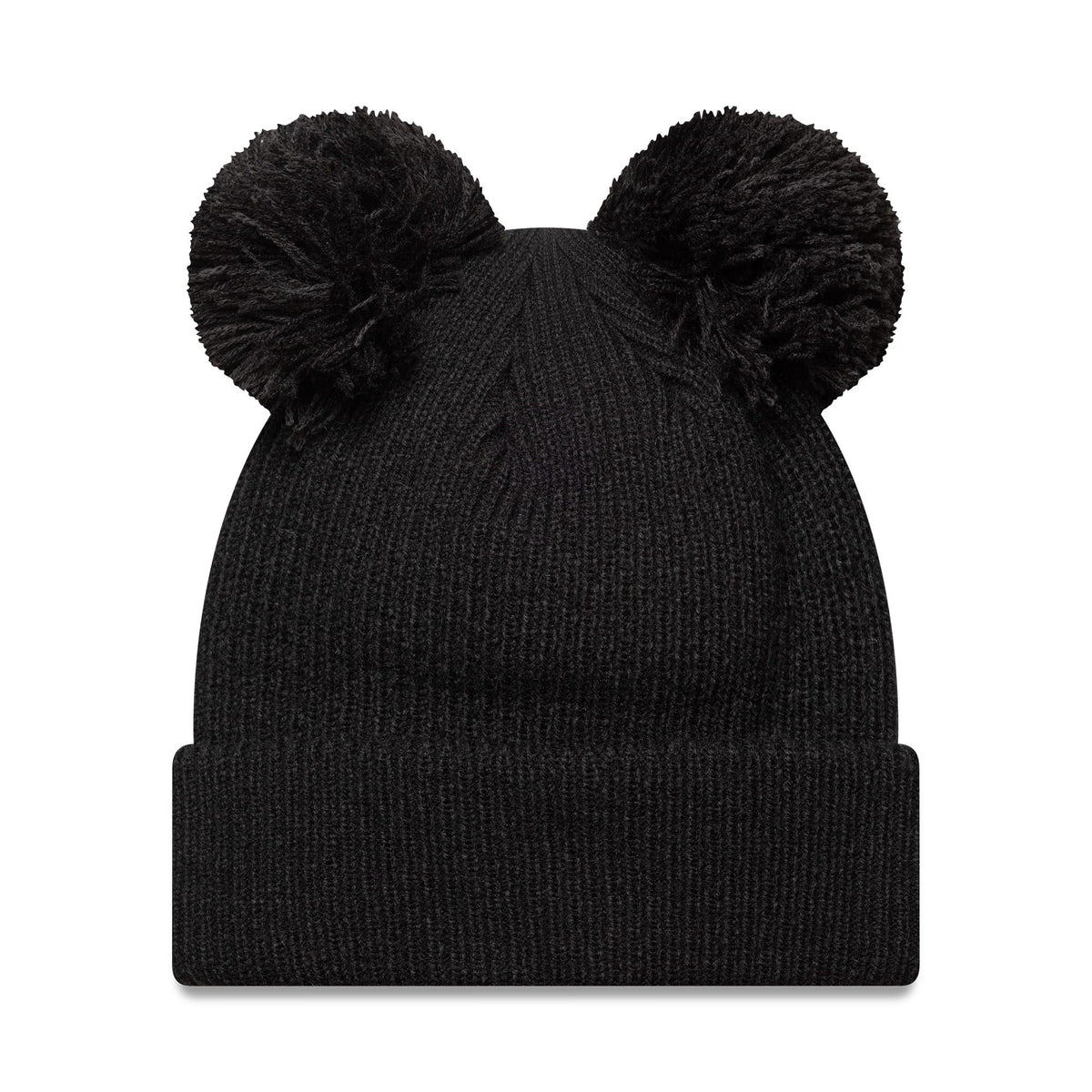 This is a New York Yankees Womens MLB Double Pom Black Cuff Knit Beanie Hat 2