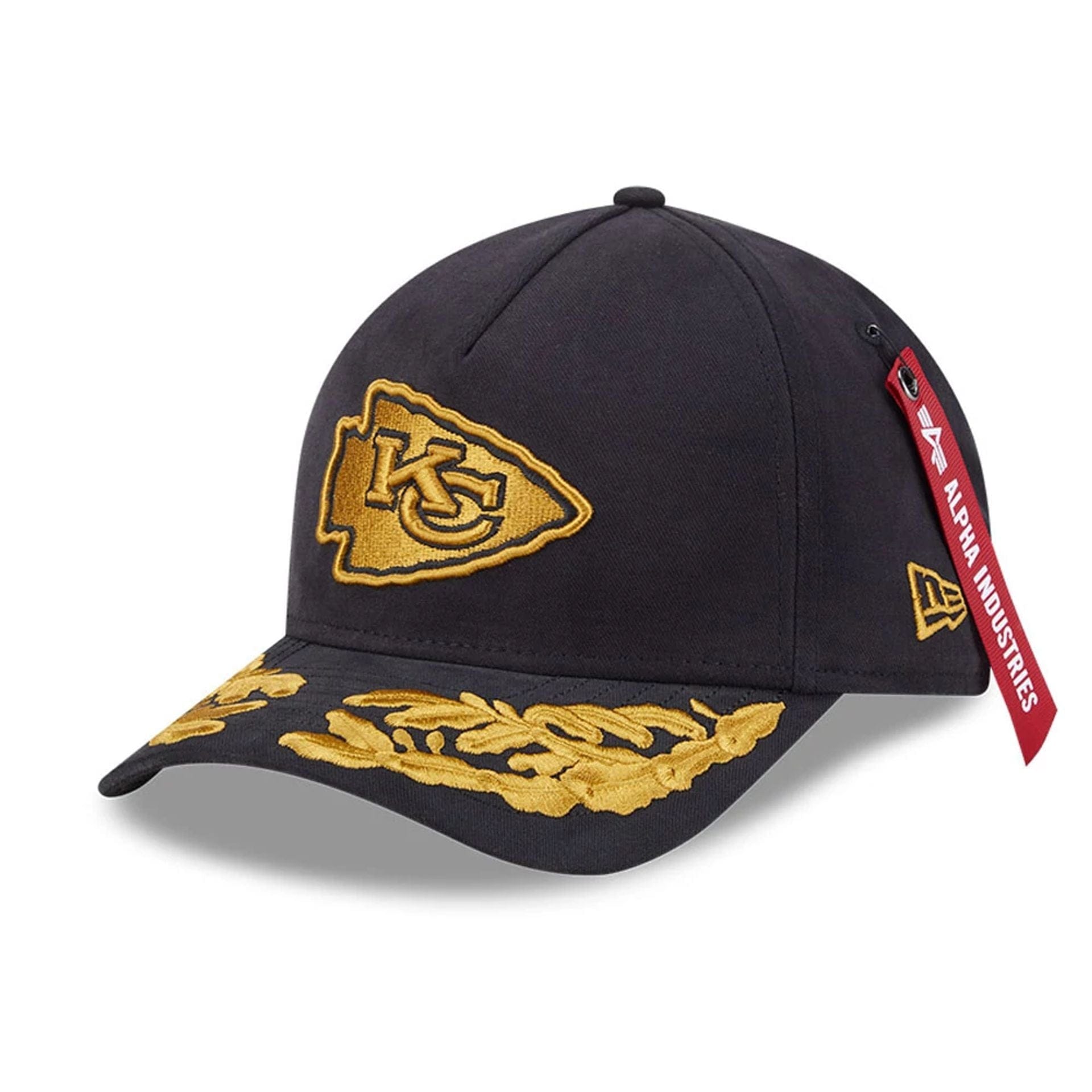 This is a Kansas City Chiefs NFL x Alpha Black 9FORTY M-Crown A-Frame Adjustable Cap 1