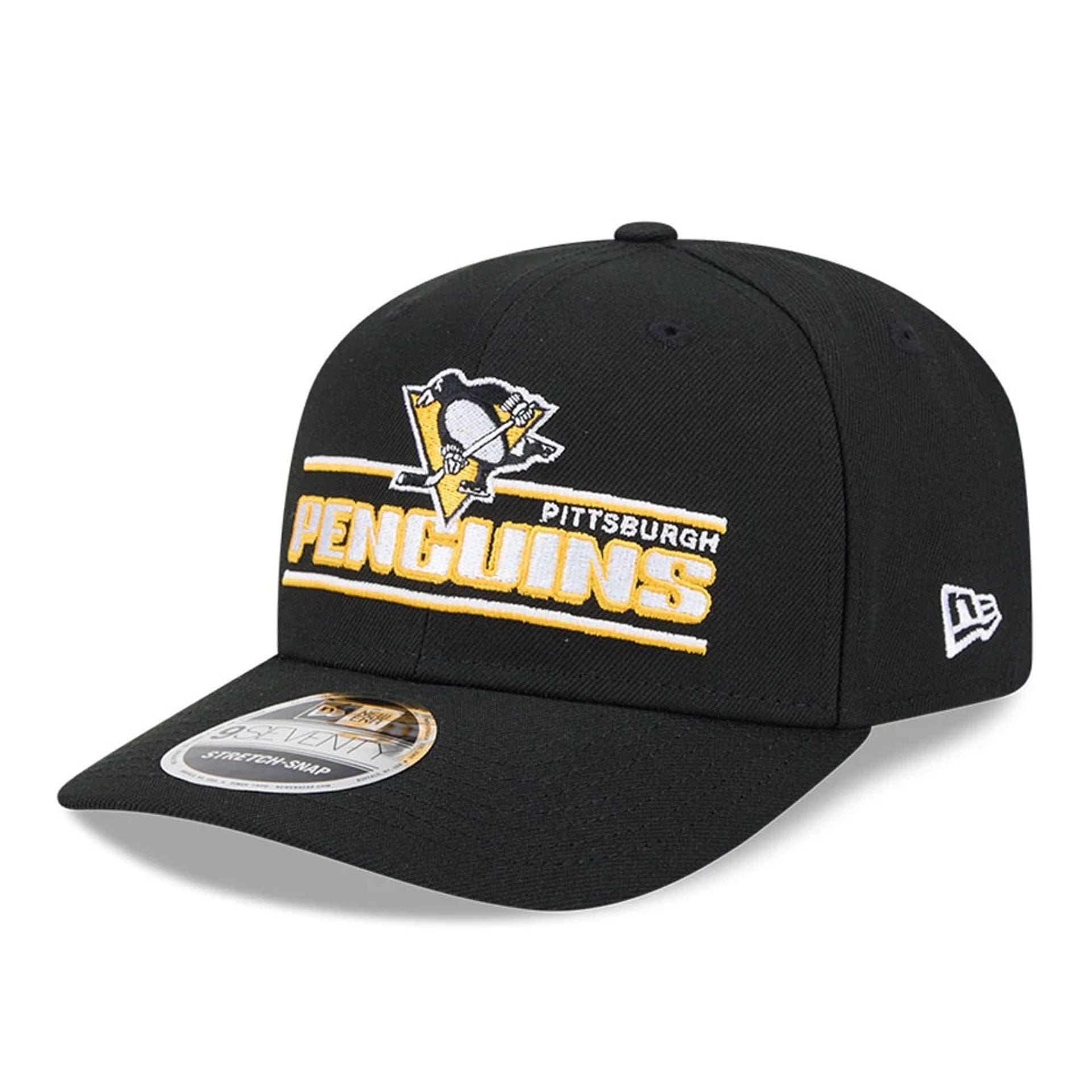 This is a Pittsburgh Penguins NHL Stated Black 9SEVENTY Stretch Snap Adjustable Cap 1