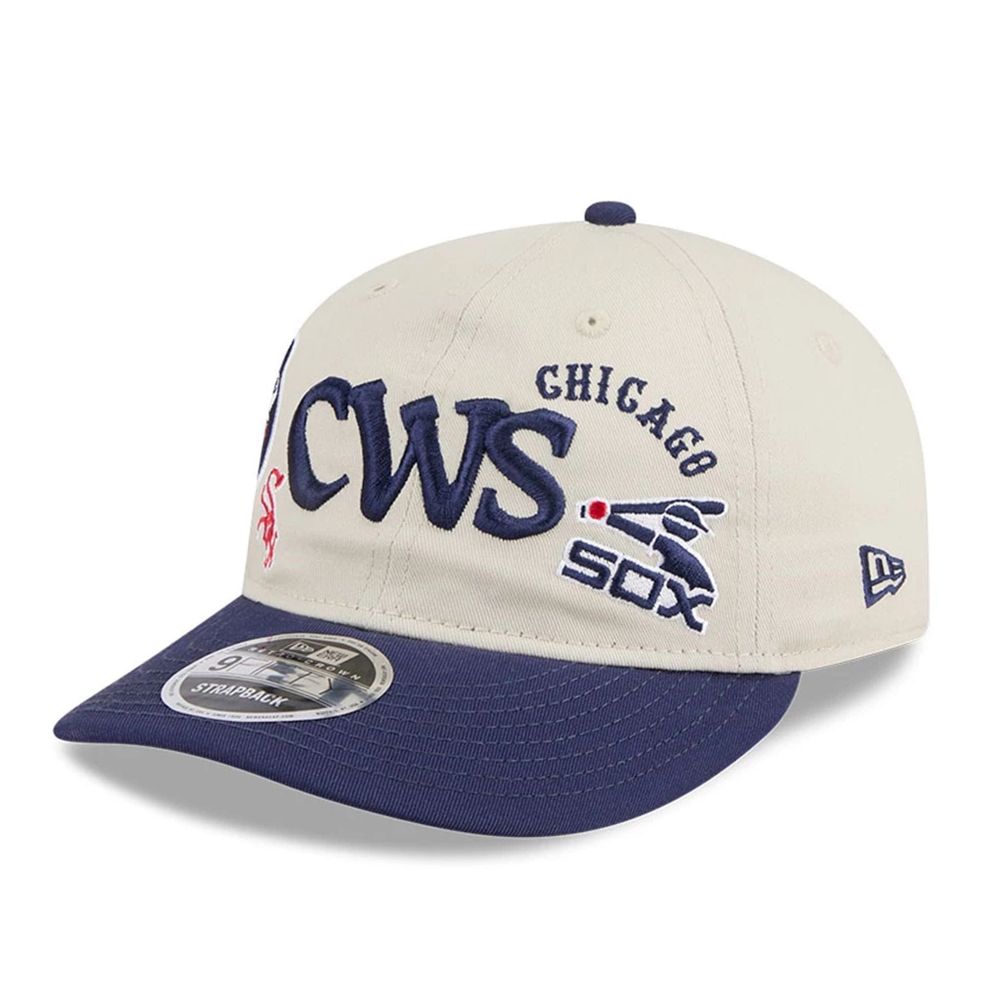 This is a Chicago White Sox MLB Scatter Cream Retro Crown 9FIFTY Adjustable Cap 1