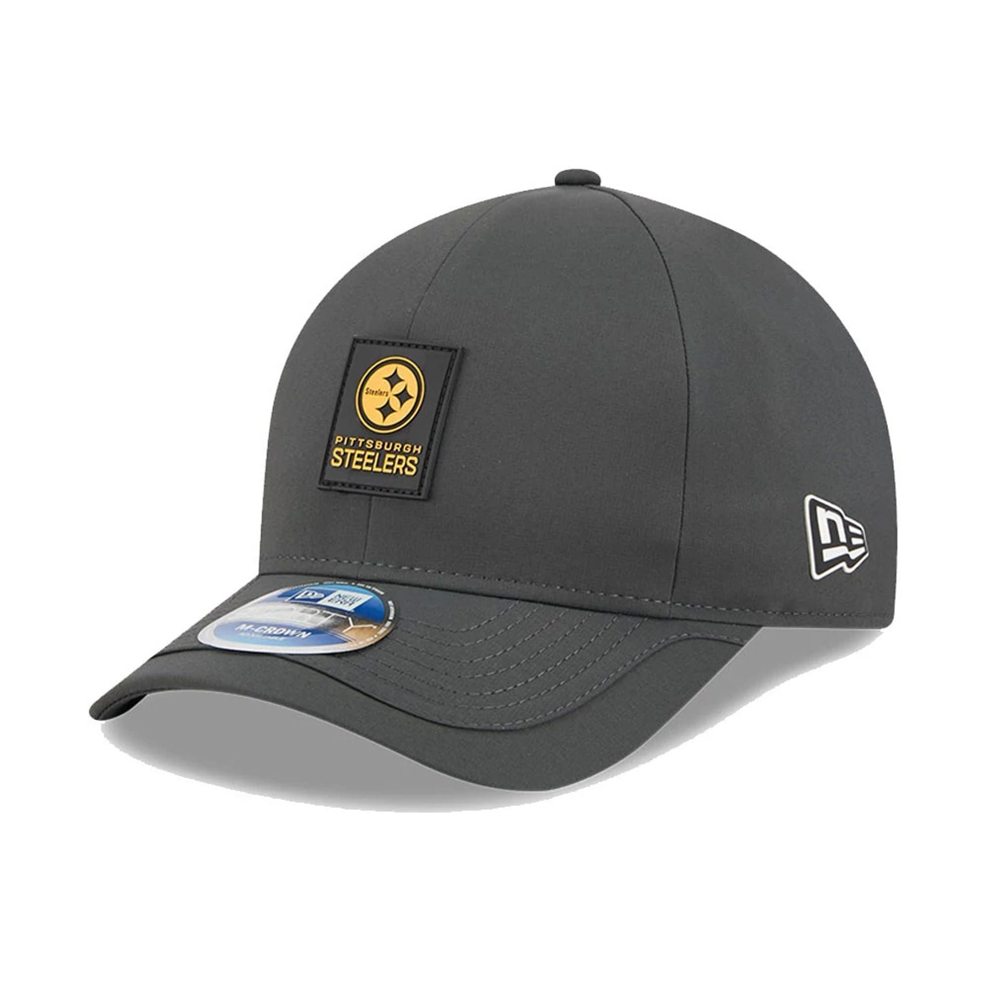 This is a Pittsburgh Steelers NFL Sideline 2025 Charcoal 9FORTY M-Crown Adjustable Cap 1