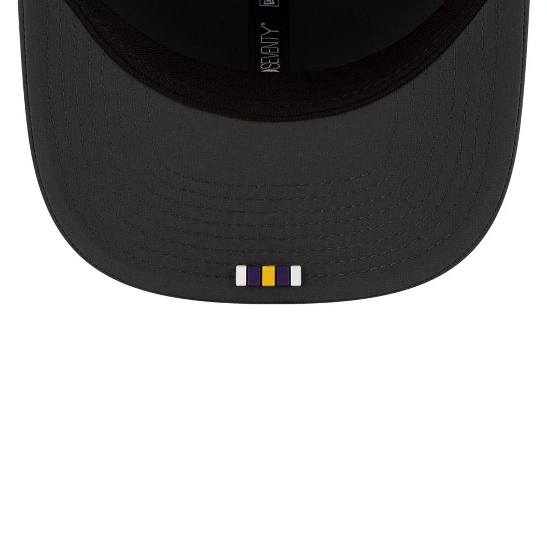 This is a Minnesota Vikings NFL Sideline 2025 Charcoal 9SEVENTY Stretch Snap Adjustable Cap 2