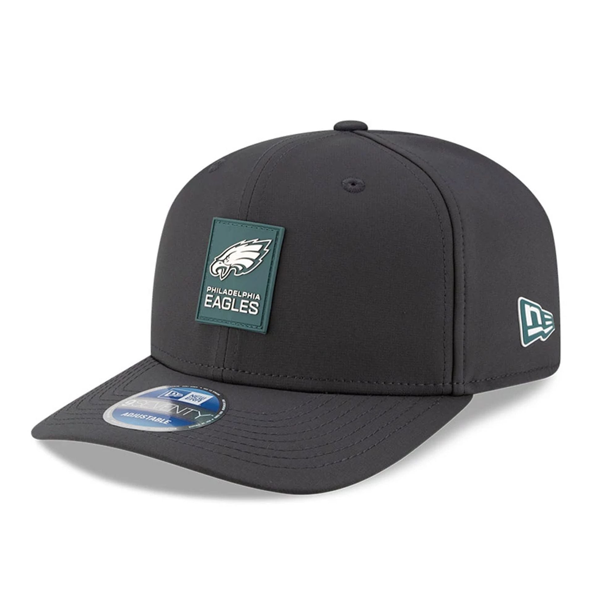 This is a Philadelphia Eagles NFL Sideline 2025 Charcoal 9SEVENTY Stretch Snap Adjustable Cap 1