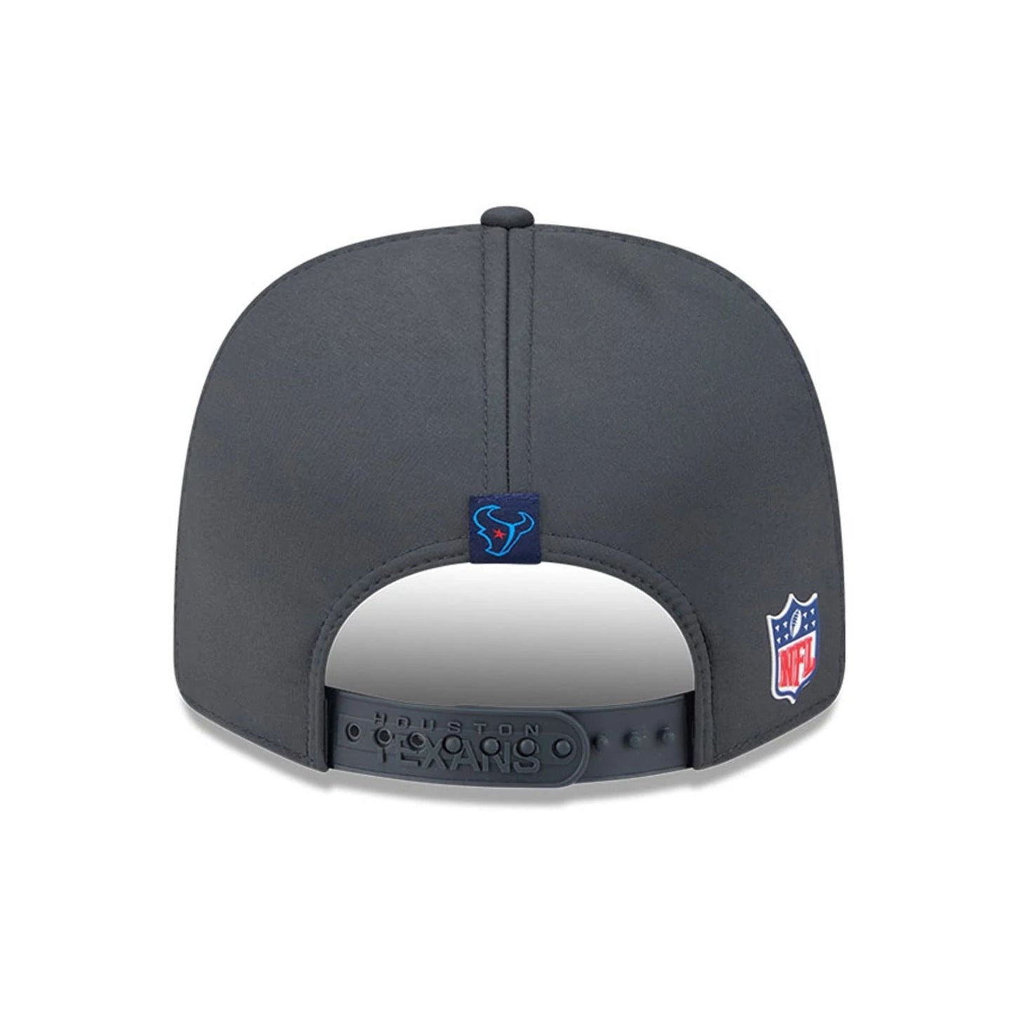 This is a Houston Texans NFL Sideline Charcoal 9SEVENTY Stretch Snap Adjustable Cap 8