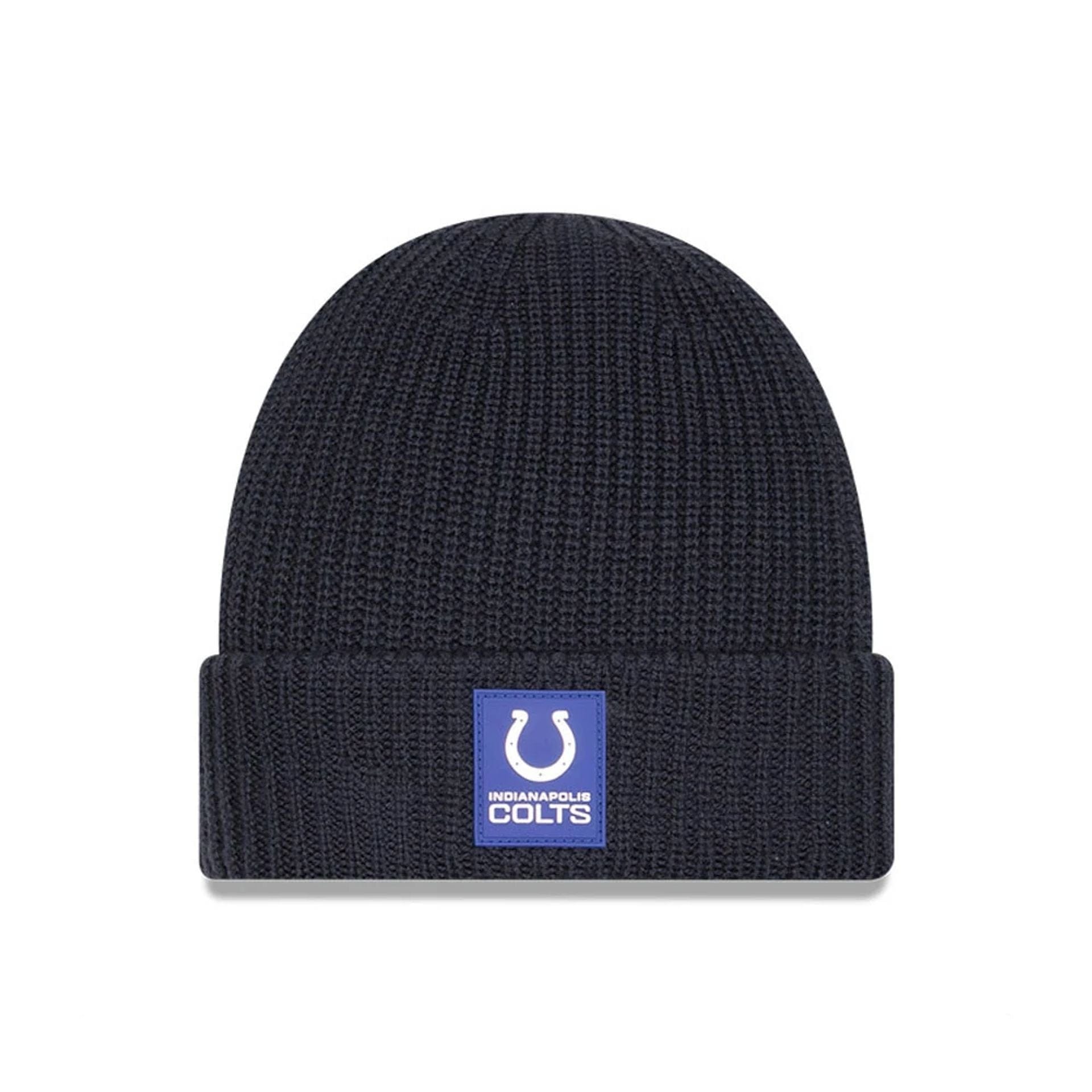This is a Indianapolis Colts NFL Sideline 2025 Charcoal Cuff Knit Beanie Hat 1