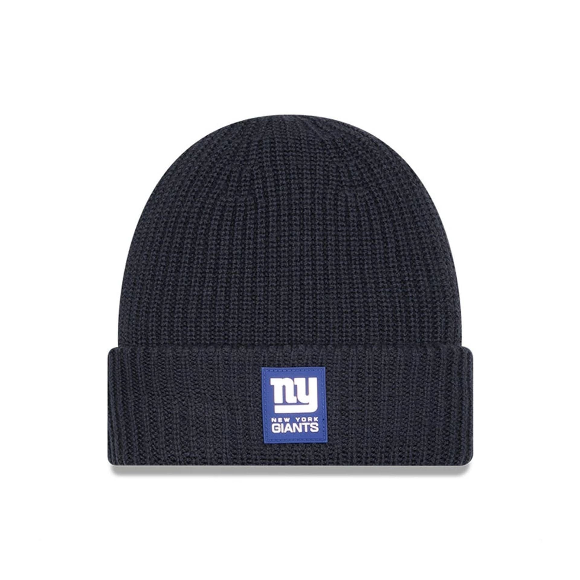 This is a New York Giants NFL Sideline 2025 Charcoal Cuff Knit Beanie Hat 1