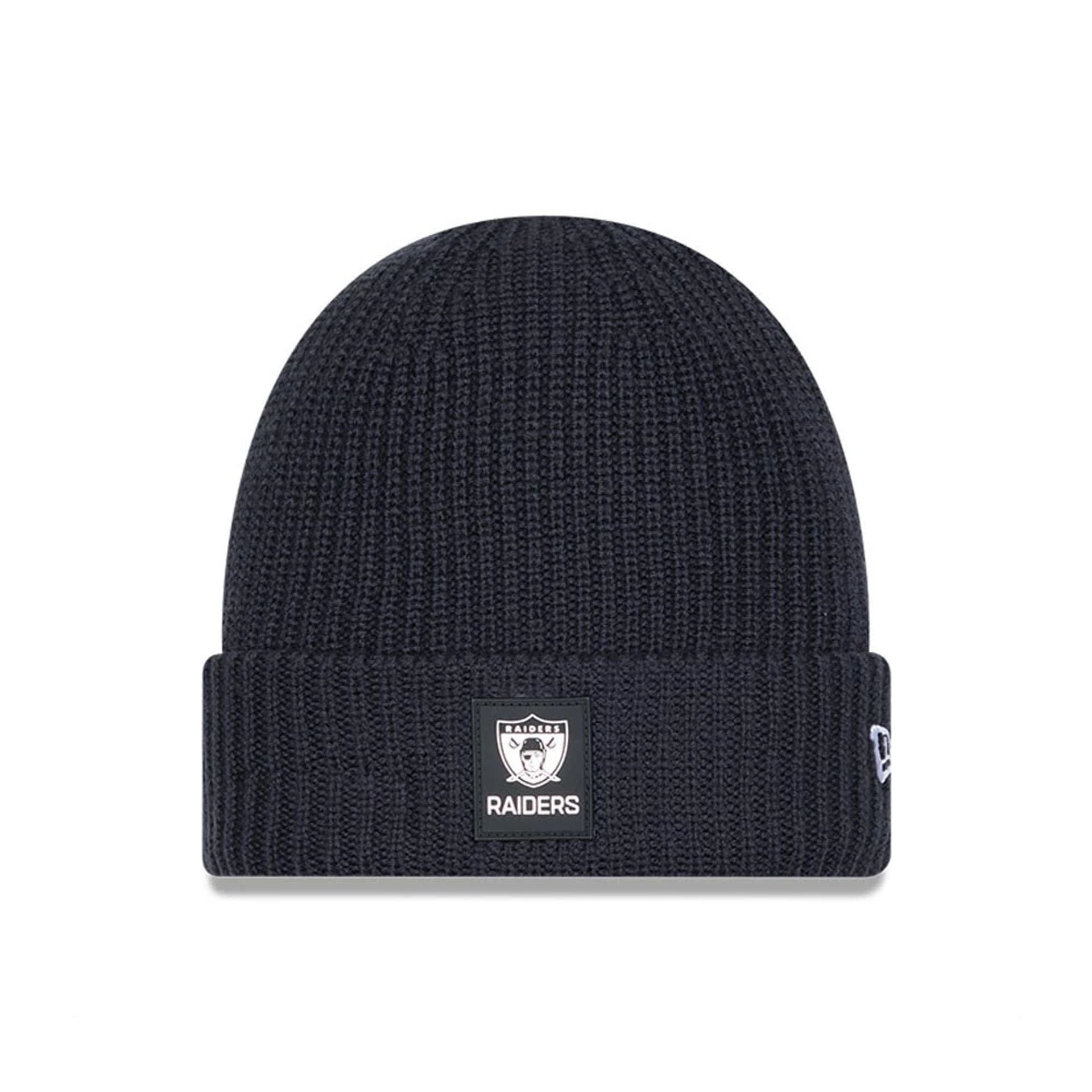 This is a Oakland Raiders NFL Sideline Charcoal Cuff knit Beanie Hat 1
