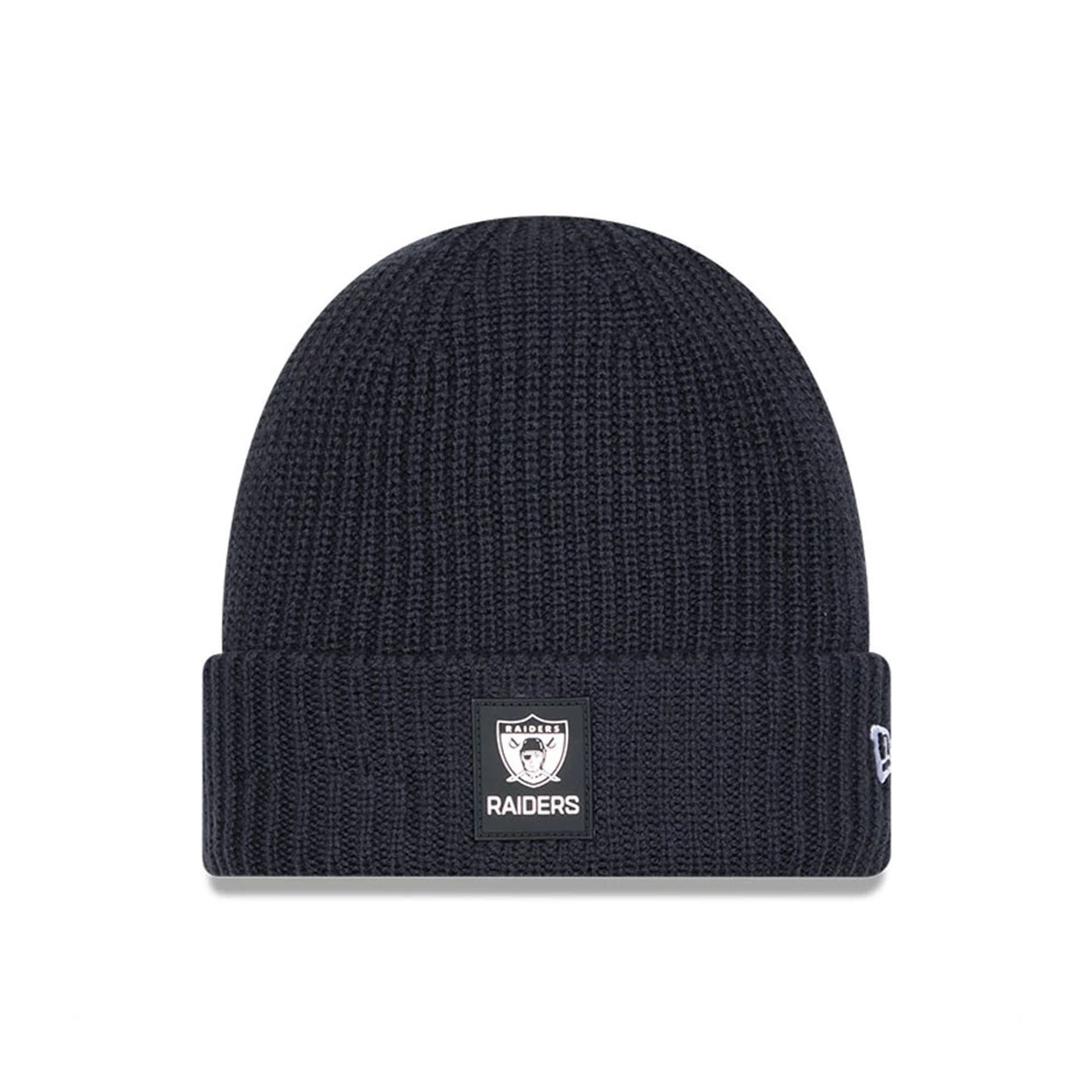 This is a Oakland Raiders NFL Sideline Charcoal Cuff knit Beanie Hat 1