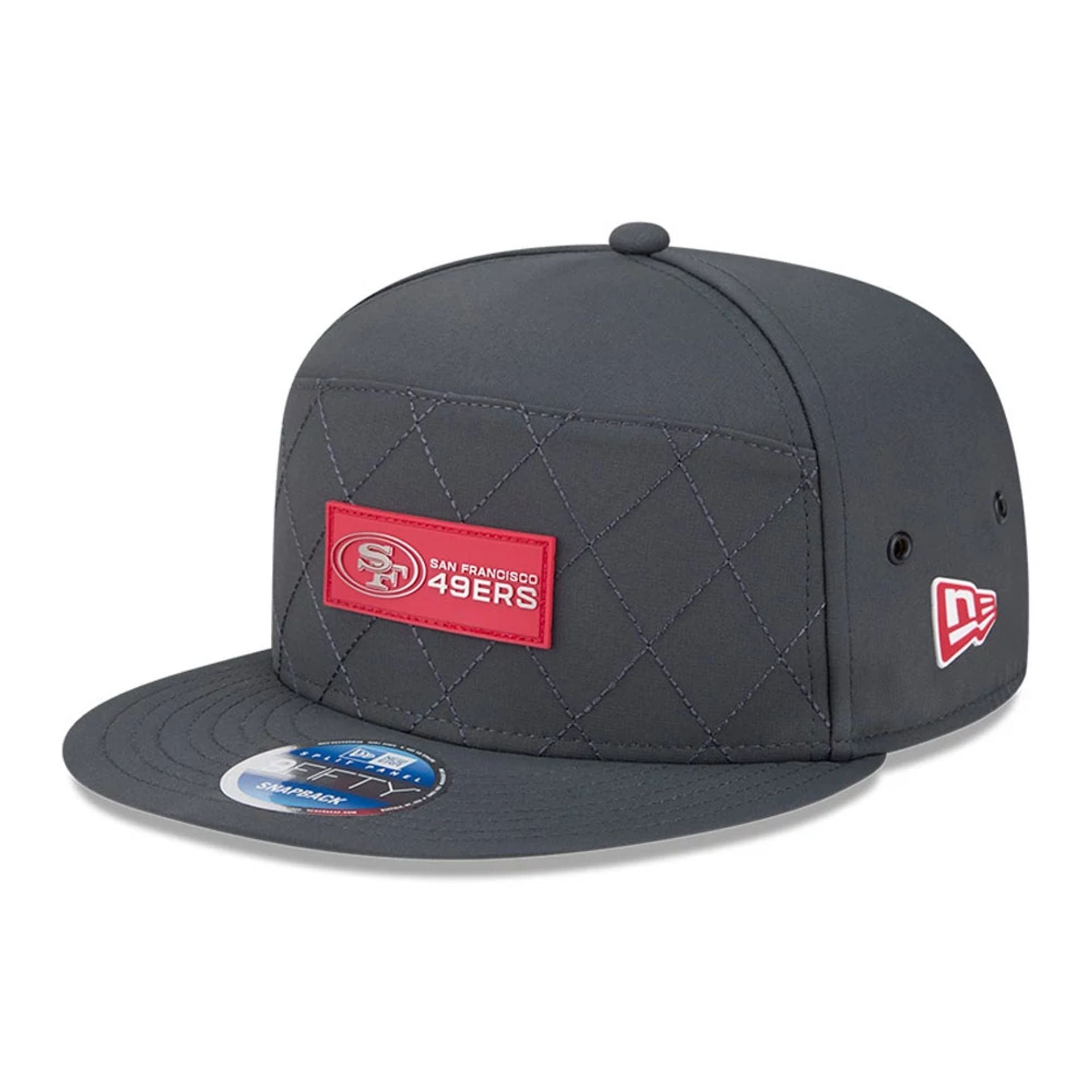 This is a San Francisco 49ers NFL Sideline Charcoal 9FIFTY Split Panel Snapback Adjustable Cap 1