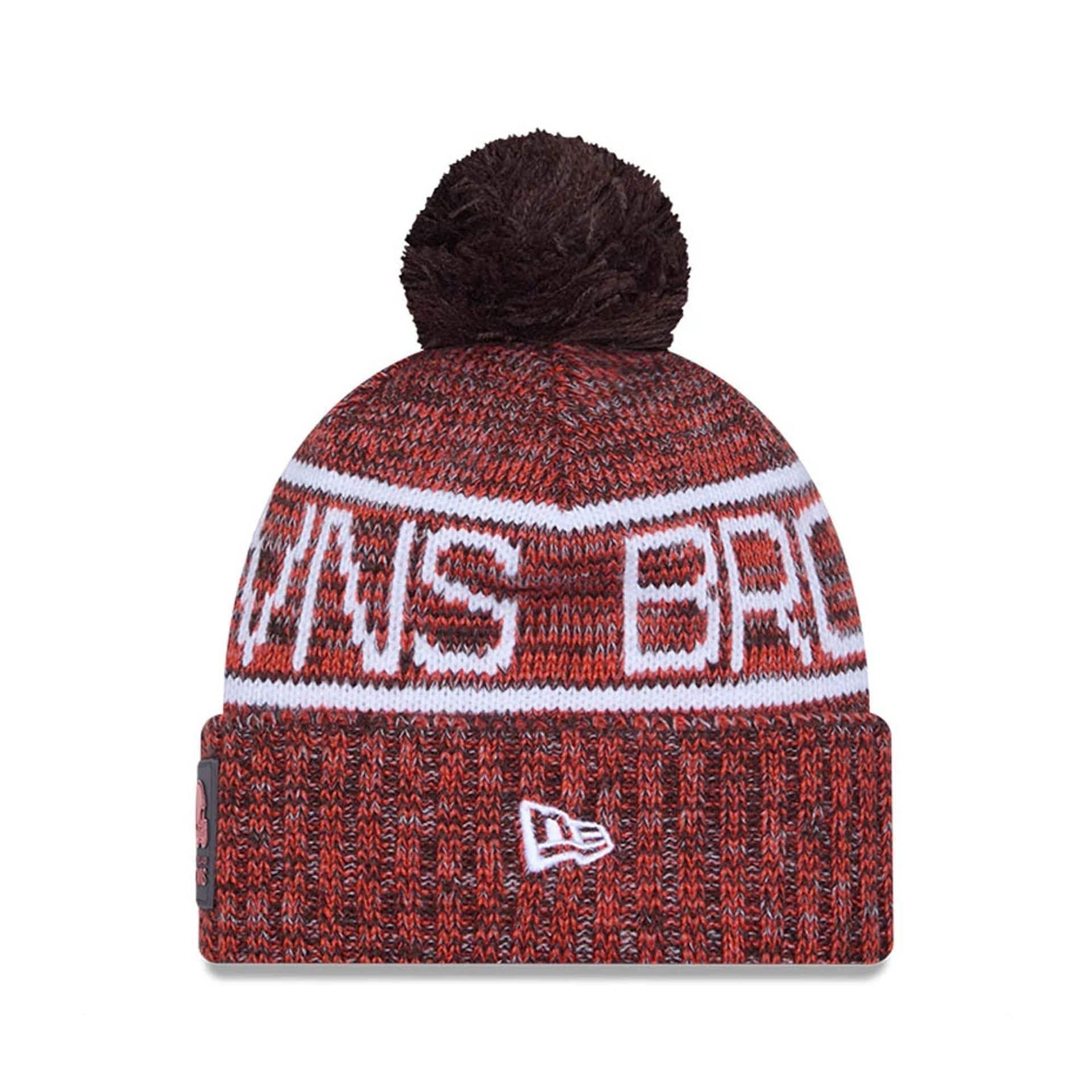 This is a Cleveland Browns NFL Sideline 2025 Dark Brown Sport Knit Beanie Hat 2