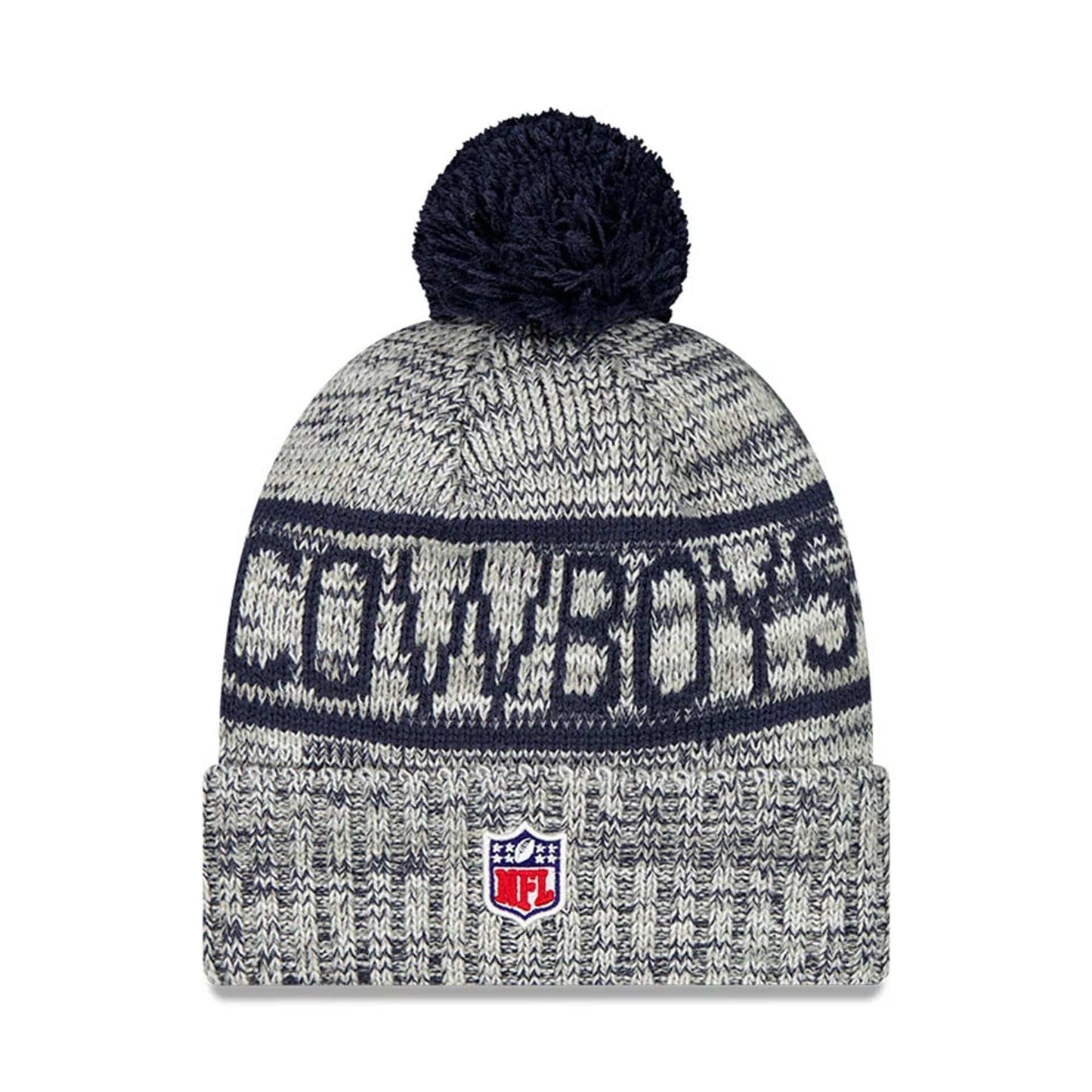 This is a Dallas Cowboys NFL Sideline 2025 Dark Blue Sport Knit Beanie Hat 2