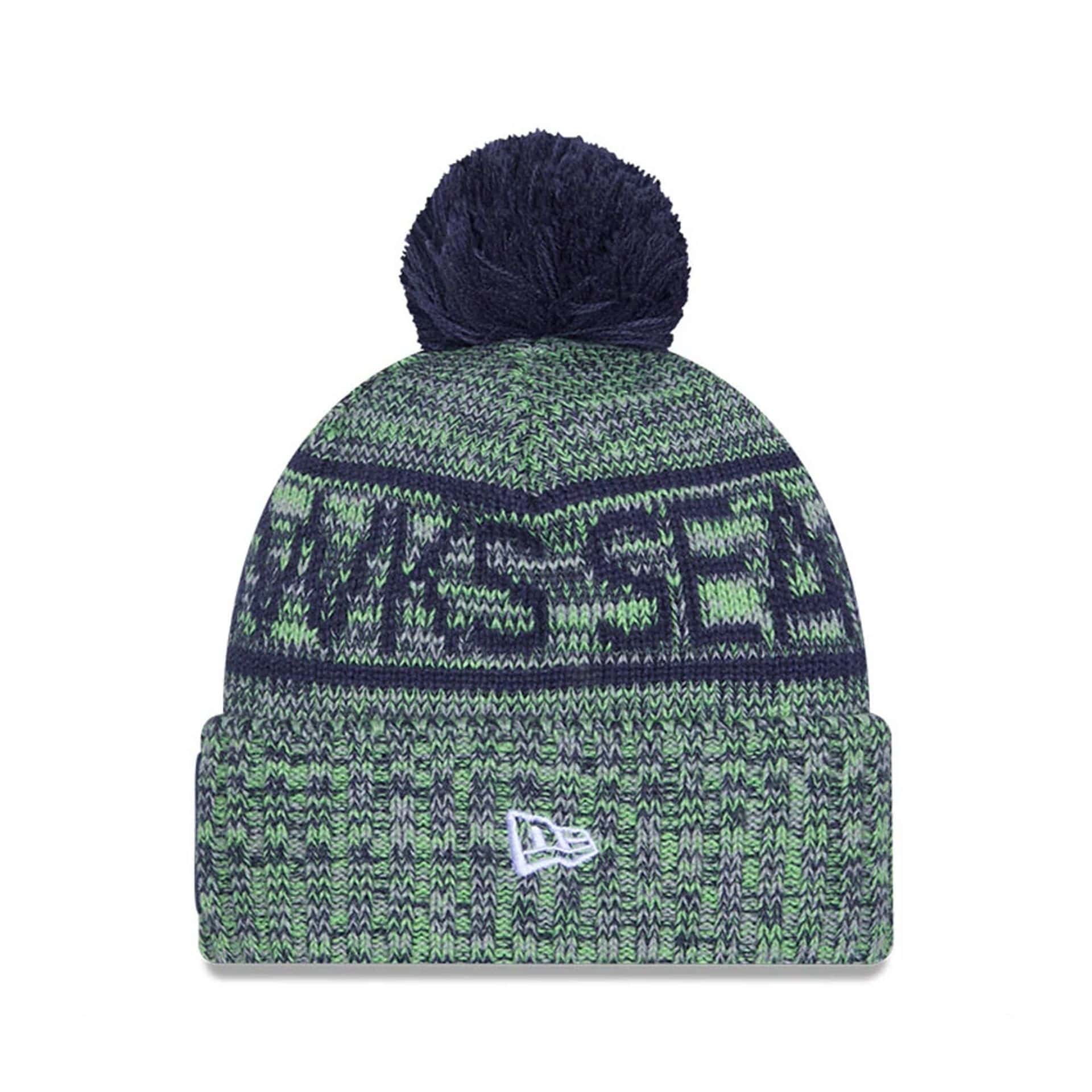 This is a Seattle Seahawks NFL Sideline 2025 Dark Blue Sport Knit Beanie Hat 2