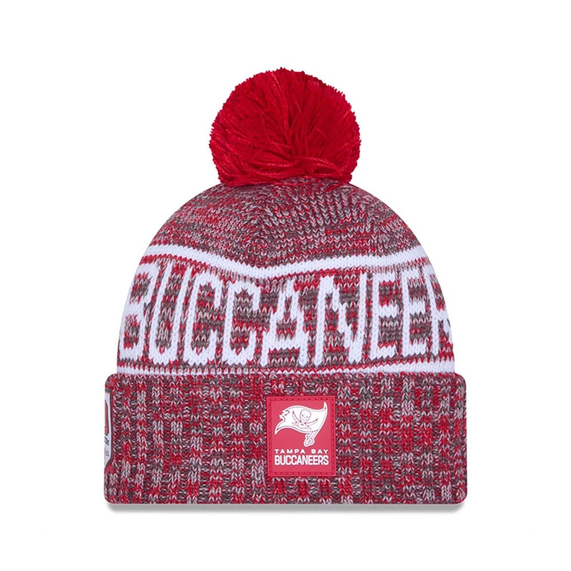 This is a Tampa Bay Buccaneers NFL Sideline 2025 Red Sport Knit Beanie Hat 1