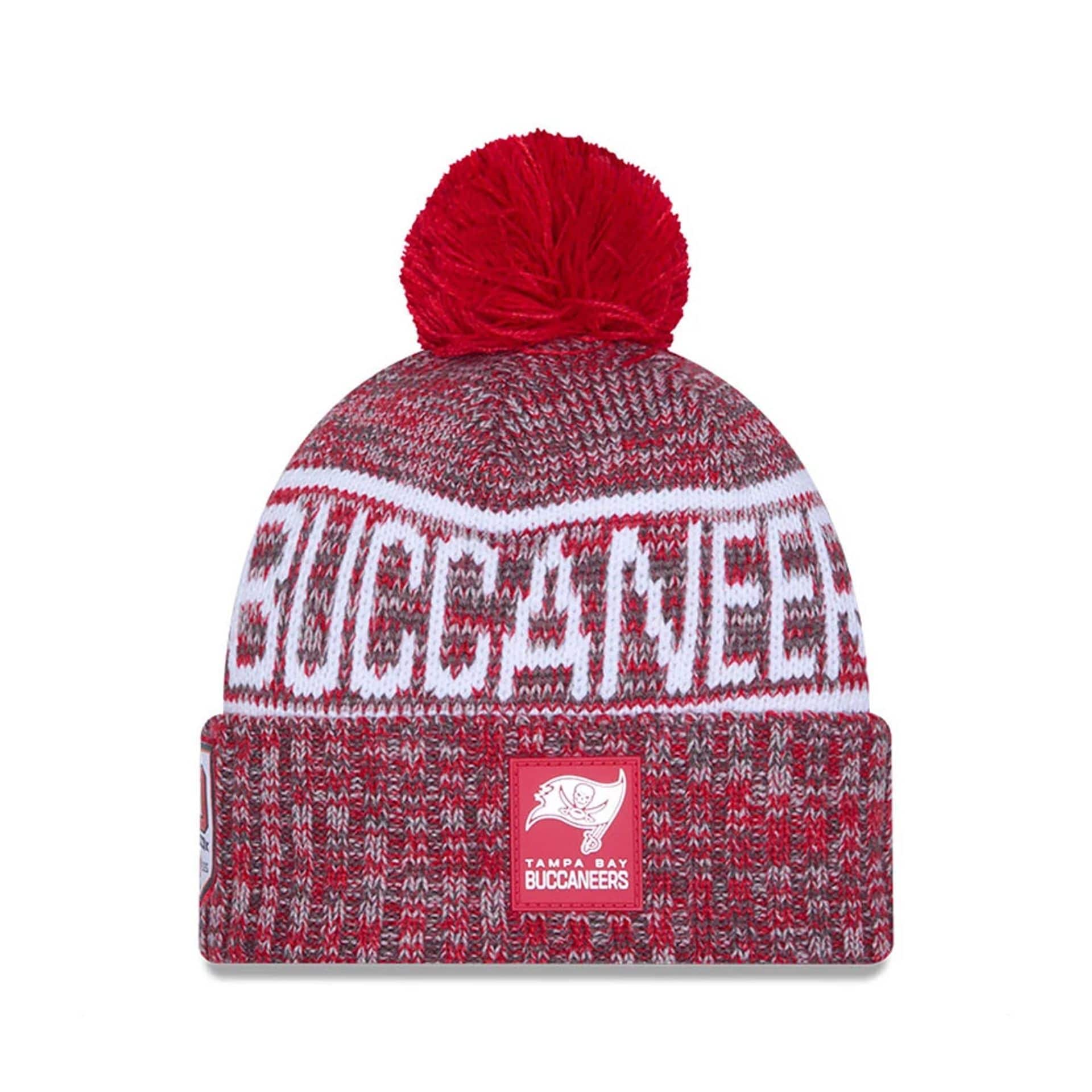 This is a Tampa Bay Buccaneers NFL Sideline 2025 Red Sport Knit Beanie Hat 1