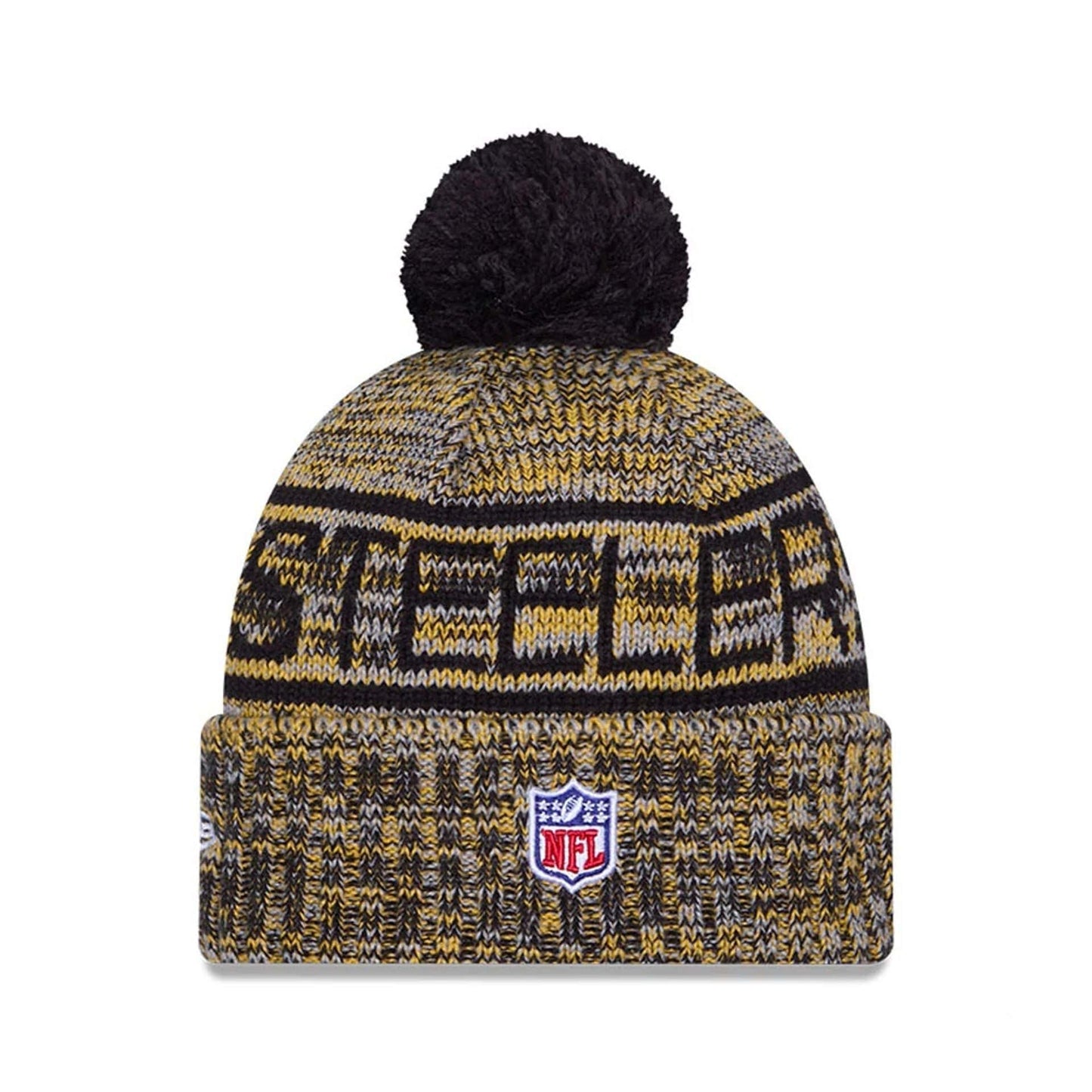 This is a Pittsburgh Steelers NFL Sideline 2025 Black Sport Knit Beanie Hat 3