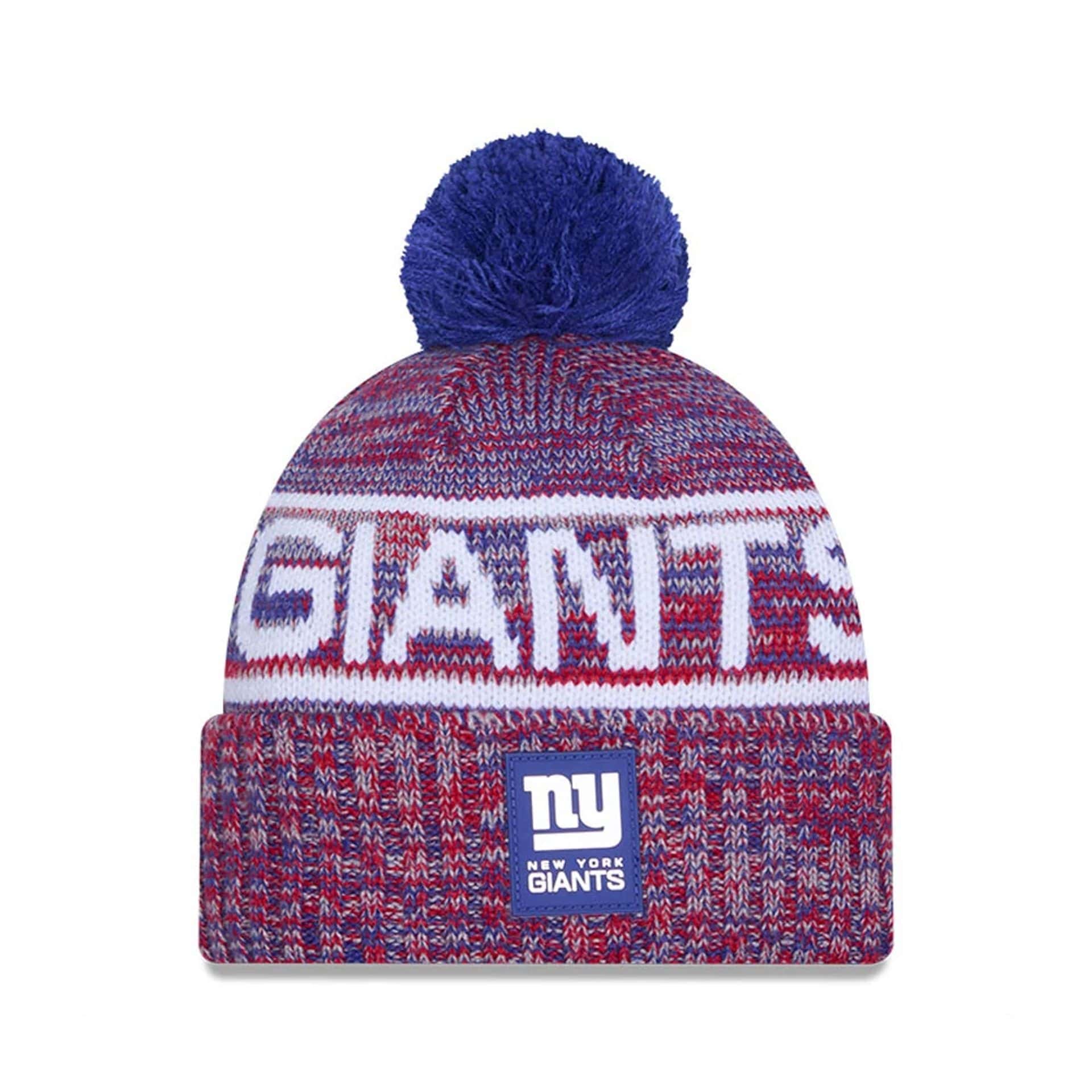 This is a New York Giants NFL Sideline 2025 Blue Sport Knit Beanie Hat 1
