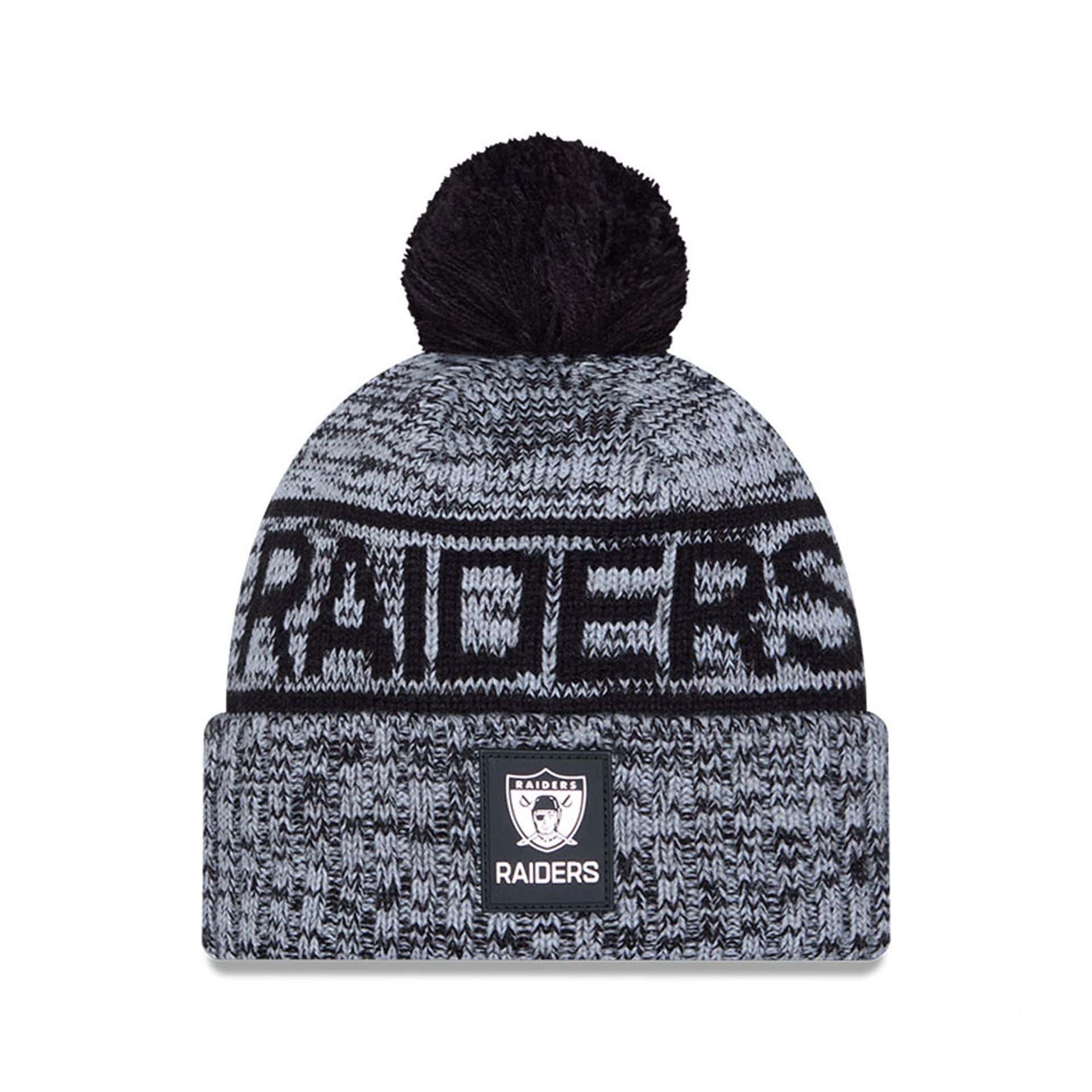 This is a Oakland Raiders NFL Sideline Grey Sport Knit Beanie Hat 1