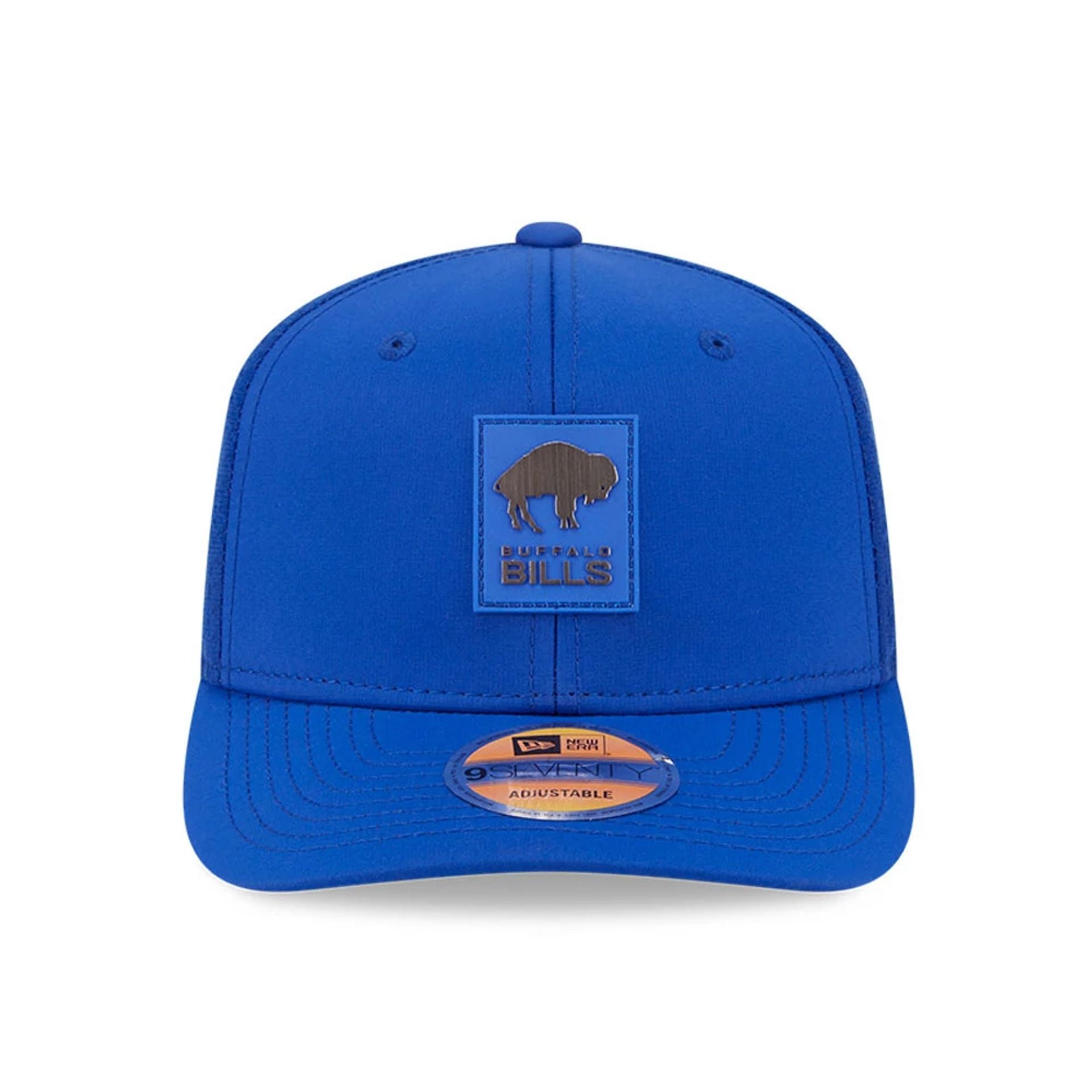 This is a Buffalo Bills NFL Sideline 2025 Blue 9SEVENTY Trucker Stretch Snap Adjustable Cap 2