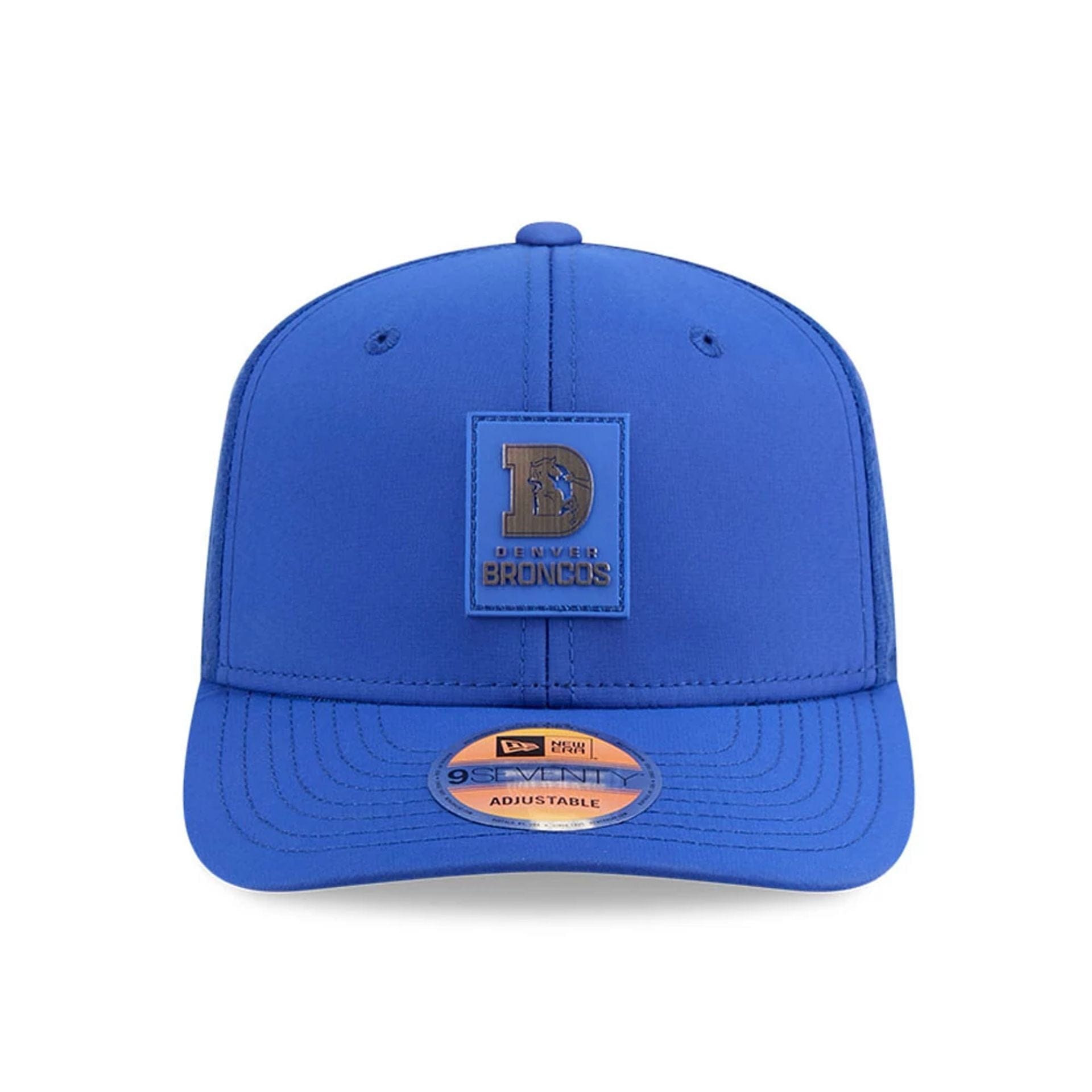 This is a Denver Broncos NFL Sideline 2025 Blue 9SEVENTY Trucker Stretch Snap Adjustable Cap 2
