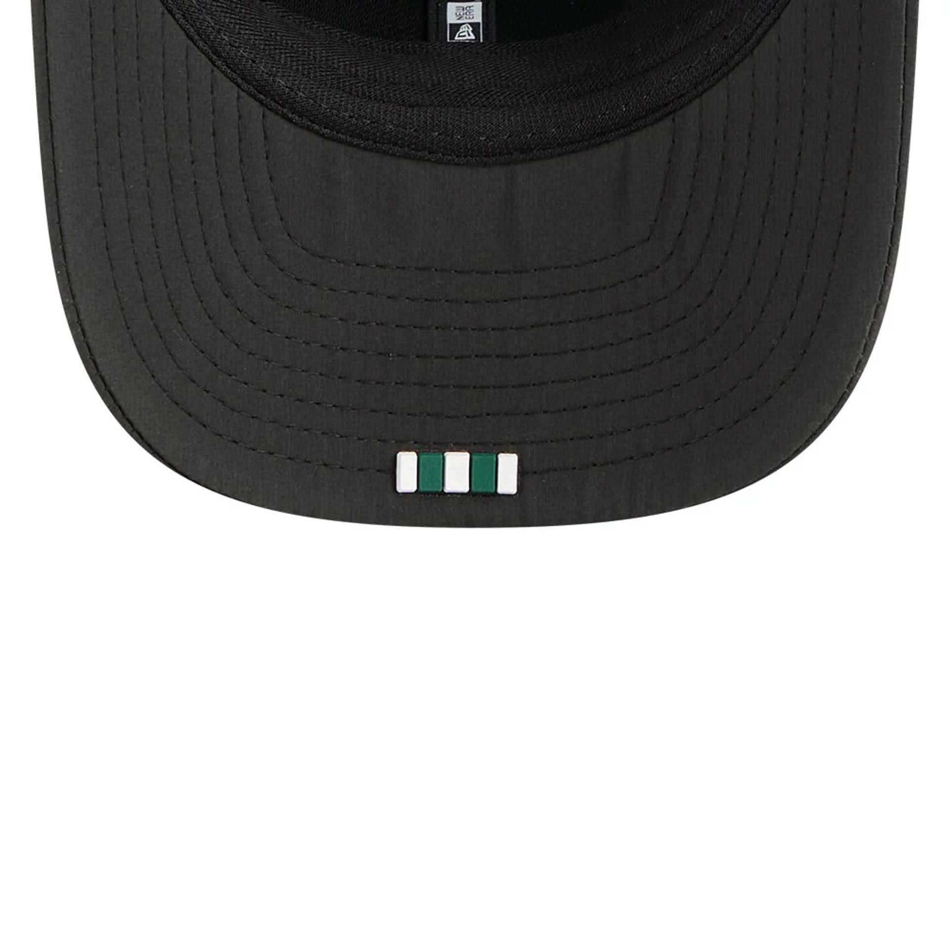 This is a New York Jets NFL Sideline 2025 Black 9SEVENTY Trucker Stretch Snap Adjustable Cap 2