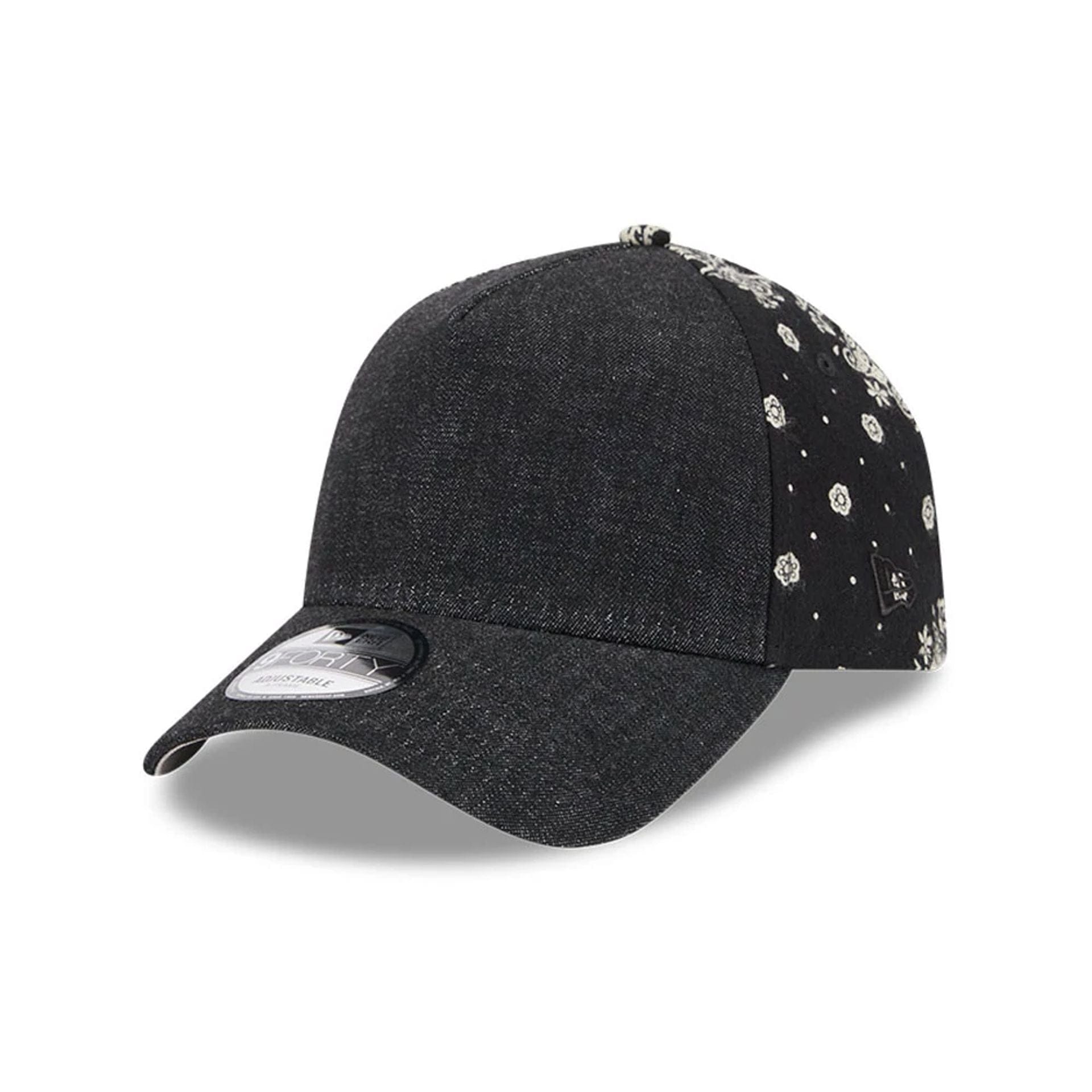 This is a New Era Elevated Black 9FORTY A-Frame Adjustable Cap 1