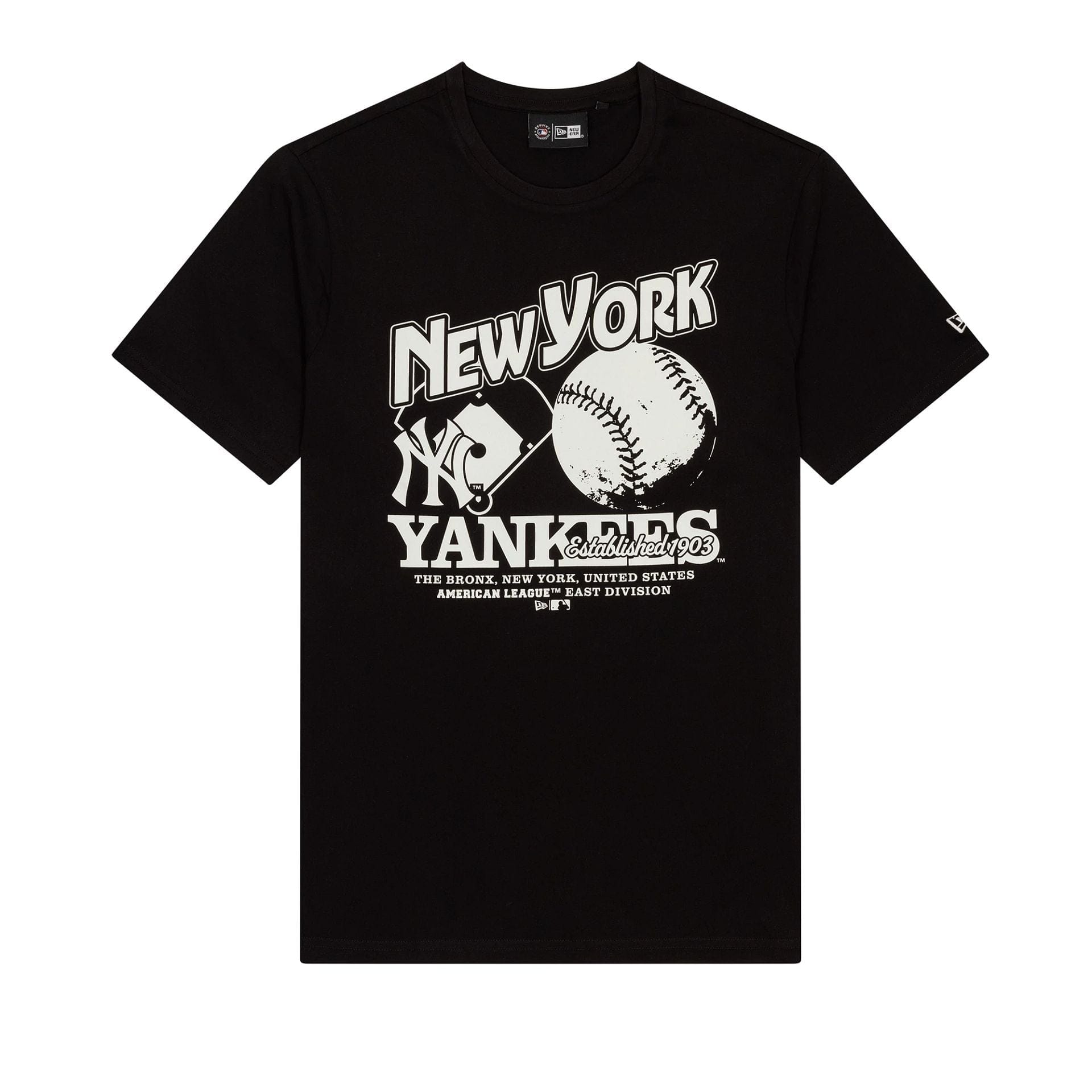The Male model is wearing New York Yankees MLB Black T-Shirt 1