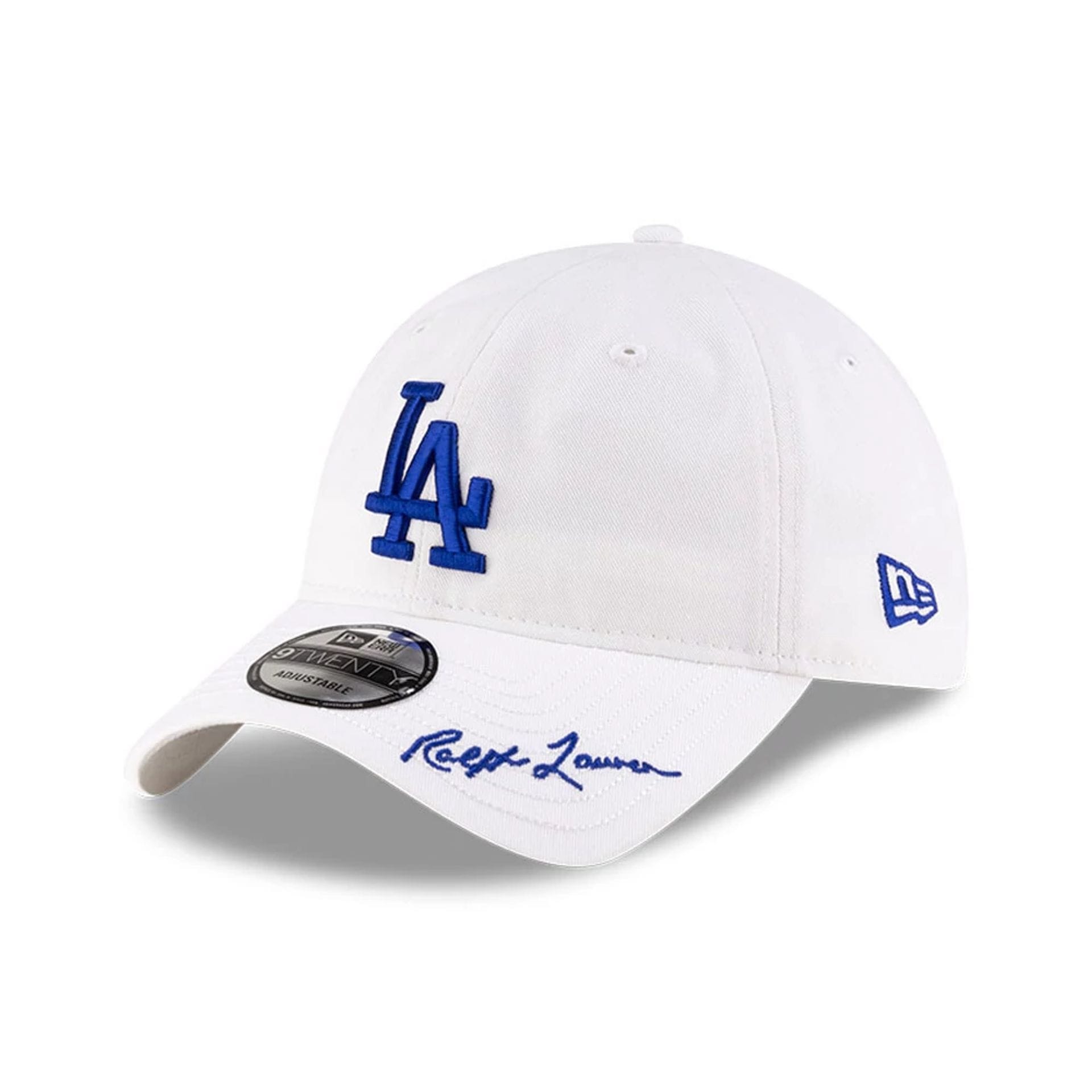 This is a LA Dodgers Ralph Lauren X MLB Open White 9TWENTY Adjustable Cap 1
