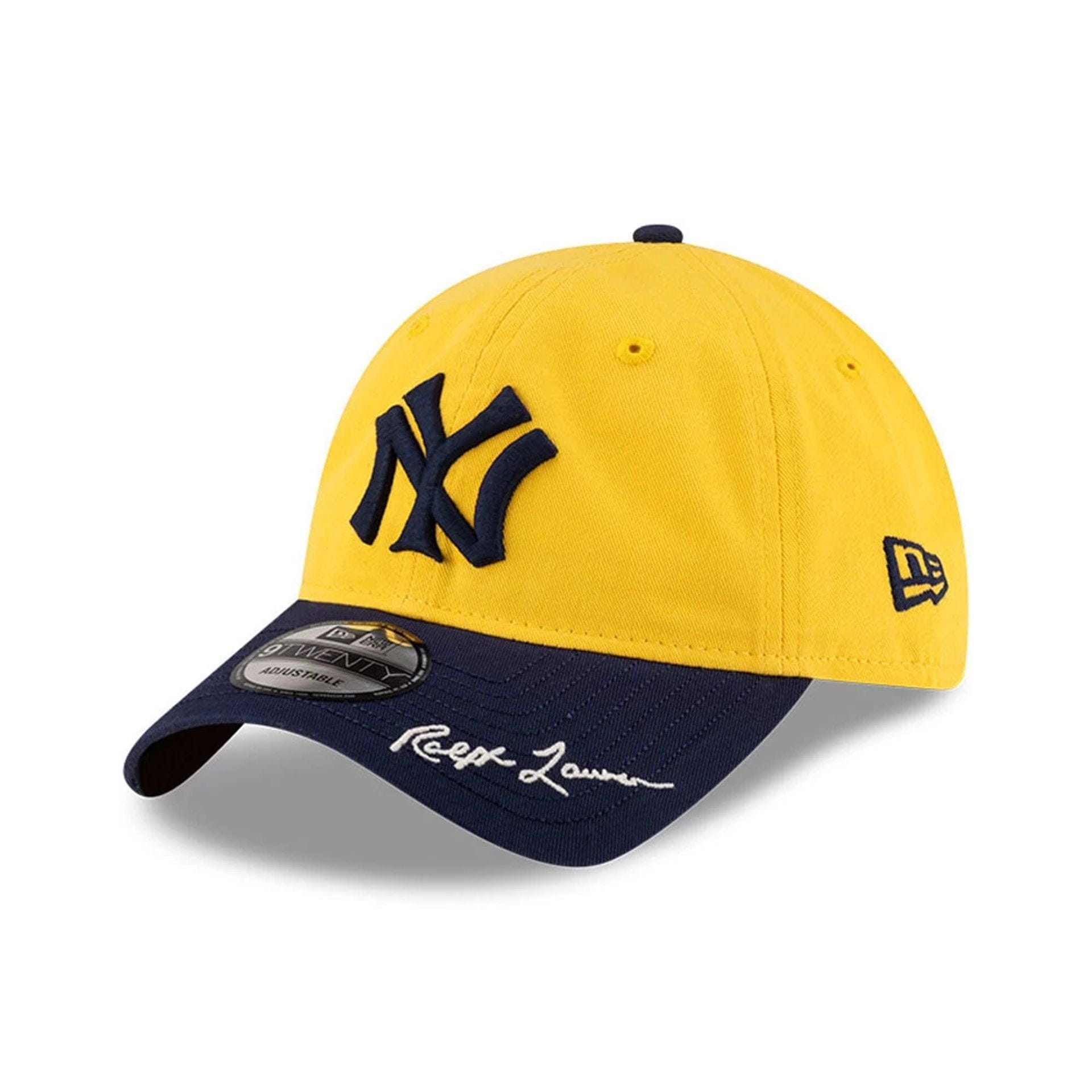 This is a New York Yankees Ralph Lauren X MLB Open Yellow 9TWENTY Adjustable Cap 1